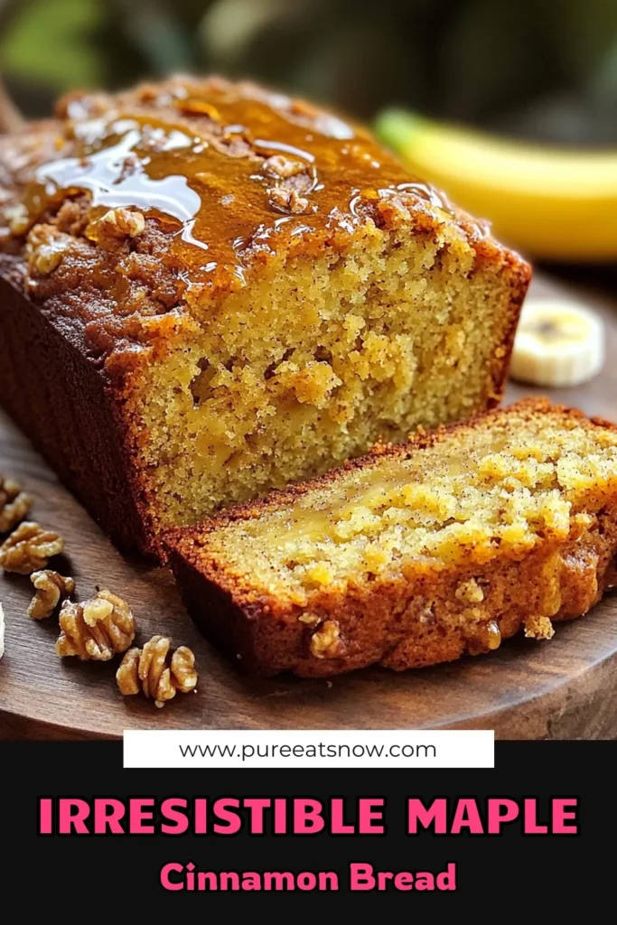Delight your taste buds with this easy Maple Cinnamon Banana Bread recipe! Made with ripe bananas, rich maple syrup, and a hint of cinnamon, it's the perfect treat for any time of day. Whether you enjoy it warm or toasted, this bread is sure to be a hit. Click through for step-by-step instructions and impress your family and friends with your baking skills! #BananaBread #BakingInspiration #ComfortFood #MapleDelights