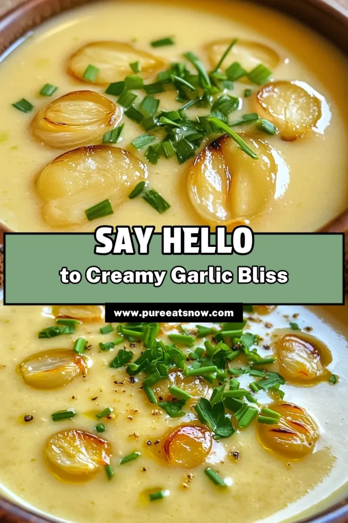 Discover the ultimate comfort food with this creamy roasted garlic soup recipe! Packed with rich flavors from roasted garlic, potatoes, and fresh thyme, this dish is perfect for cozy nights. Whether you love dairy or prefer a dairy-free option, this versatile soup is a hit. Click through to explore the full recipe and impress your family with your culinary skills! #CreamyRoastedGarlicSoup #ComfortFood #SoupRecipes #Foodie