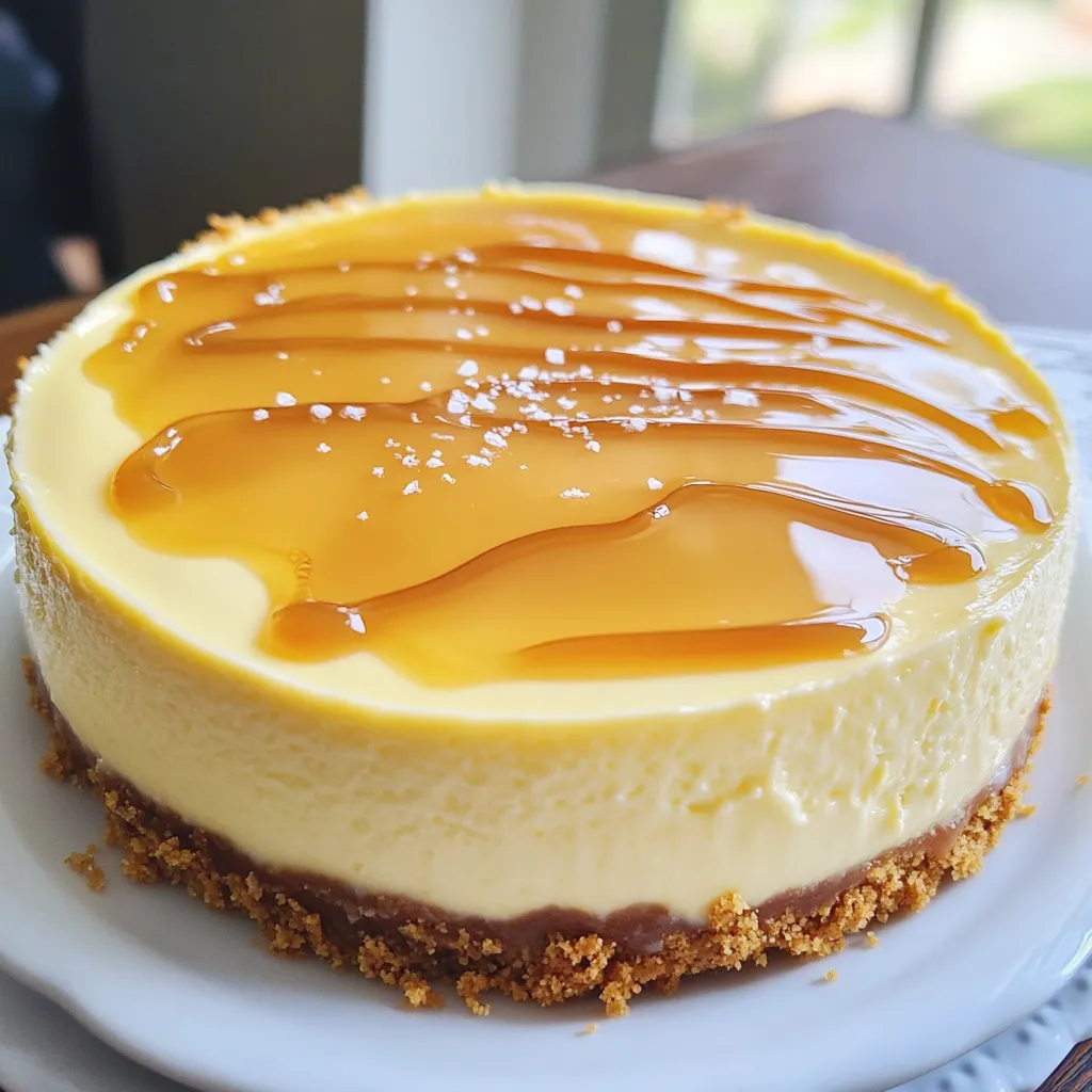 To make a delicious Caramel Macchiato Cheesecake, you will need the following ingredients: - 1 ½ cups digestive biscuits, crushed - ½ cup unsalted butter, melted - 2 cups cream cheese, softened - 1 cup granulated sugar - 3 large eggs - 1 teaspoon vanilla extract - 1 cup strong brewed coffee, cooled - 1 teaspoon espresso powder - 1 tablespoon cornstarch - ½ cup heavy cream - ½ cup caramel sauce, plus extra for drizzling - Pinch of sea salt These ingredients blend together to create a rich and creamy cheesecake. The digestive biscuits form a tasty crust, while the cream cheese gives it that classic cheesecake texture. The brewed coffee and espresso powder add a deep coffee flavor that ties in perfectly with the caramel. Don't forget the pinch of sea salt! It enhances the sweetness and makes each bite unforgettable. Gather these ingredients before you start. This will make the process smoother and more fun. You can find most of these items at your local grocery store. Enjoy your cooking adventure! - First, preheat your oven to 325°F (160°C). This step warms up the oven for even baking. - Next, mix 1 ½ cups of crushed digestive biscuits with ½ cup of melted unsalted butter in a medium bowl. Blend well until the mixture looks like wet sand. - Press this mixture firmly into the bottom of a 9-inch springform pan. Make sure it is even and compact. - Bake the crust in the preheated oven for 10 minutes. This step helps it set. Once done, take it out and let it cool completely. - In a large mixing bowl, beat 2 cups of softened cream cheese with 1 cup of granulated sugar. Use an electric mixer for a smooth, creamy texture. - Add 3 large eggs one at a time. Mix well after each egg to ensure they blend in. - Now, stir in 1 teaspoon of vanilla extract, 1 cup of cooled strong brewed coffee, 1 teaspoon of espresso powder, and 1 tablespoon of cornstarch. Mix until everything is smooth and well combined. - Gently fold in ½ cup of heavy cream. This step adds lightness. Be careful not to over-mix; you want a fluffy texture. - Pour the cheesecake batter over the cooled crust. Tap the pan lightly on the counter to release air bubbles. - Bake the cheesecake in the oven for 50-60 minutes. Check if it is done by looking for a slightly jiggly center. It should be set around the edges. - Once baked, turn off the oven and leave the cheesecake inside for an hour. This gradual cooling helps prevent cracks. - After an hour, take it out and refrigerate for at least 4 hours, or overnight if you can wait! This chilling time makes it firm and delicious. Mixing gently is key to a smooth cheesecake. When you beat the cream cheese and sugar, do it slowly. This helps keep the batter creamy and avoids too much air. Too much air can cause cracks when baking. To avoid cracks on the surface, bake at a low temperature. This gives the cheesecake even heat. After baking, let it cool slowly in the oven. This step stops sudden temperature changes, which can crack the top. Garnishing your cheesecake can make it shine. Drizzle extra caramel sauce over the top. A dollop of whipped cream adds creaminess. You can also sprinkle a pinch of sea salt. This gives a nice contrast to the sweet caramel. Pair your cheesecake with a nice drink. A cup of coffee matches perfectly. You could also serve it with a glass of milk or a warm tea. These drinks balance the sweet and rich taste of the cheesecake. {{image_2}} You can add fun flavors to your caramel macchiato cheesecake. For a richer taste, try adding chocolate or mocha. Just mix in some cocoa powder or melted chocolate when you make the cheesecake batter. This will create a nice blend of coffee and chocolate that many people love. You can also make this dessert seasonal! Add fruits like fresh berries or sliced peaches. Fold them into the batter or place them on top before you chill the cheesecake. The fruits will add a burst of color and fresh taste. If you want a lighter version, consider using low-fat cream cheese. It still tastes great but has fewer calories. You can also swap out regular sugar for a sugar substitute if you need to cut back on sugar. For those who need gluten-free options, you can make a gluten-free crust. Use gluten-free cookies or oats instead of digestive biscuits. This way, everyone can enjoy this cheesecake without worry. To keep your Caramel Macchiato Cheesecake fresh, you need to store it properly. Here are some tips: - Refrigeration tips: Place any leftover cheesecake in the fridge. Use an airtight container or cover it with plastic wrap. This keeps the flavors intact and prevents it from drying out. It’s best to eat it within a week. - Freezing instructions: Want to save some for later? You can freeze the cheesecake. Wrap it tightly in plastic wrap, then foil. Label it with the date. It can last up to three months in the freezer. Thaw it in the fridge overnight before serving. The freshness of your cheesecake matters. Here’s how long it lasts: - In the fridge: It stays fresh for about 5 to 7 days. After this, it may lose taste and texture. - In the freezer: When you freeze it, aim to eat it within 3 months for the best flavor. After that, it may still be safe to eat, but the taste may not be as great. Yes, you can use flavored coffee. It adds a unique twist to your cheesecake. Choose a flavor you enjoy, like hazelnut or vanilla. The taste will blend well with the cream cheese and caramel. Check the center of the cheesecake. It should be set but slightly jiggly. If it looks too wobbly, bake it for a few more minutes. The edges should be firm. Remember, it will firm up while cooling. Absolutely! This cheesecake tastes even better after resting. You can make it a day in advance. Just store it in the fridge. This gives the flavors time to mix and deepen. You can use chocolate sauce or butterscotch sauce. Both add great flavor. If you want a homemade option, mix brown sugar with butter and cream. Heat until smooth for a quick caramel-like sauce. This blog post covered how to make a delicious cheesecake from start to finish. You learned the key ingredients and how to prepare the crust and batter. I shared useful tips for a perfect bake and creative variations for your cheesecake. Plus, you got storage tips to keep your dessert fresh. Remember, every step counts. Enjoy your creamy cheesecake and share it with friends!