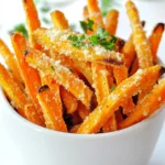 - 4 large carrots, cut into fry-shaped pieces - 2 tablespoons olive oil - 3 cloves garlic, minced - 1 teaspoon smoked paprika - 1/2 teaspoon salt - 1/4 teaspoon black pepper - 1/4 cup grated parmesan cheese - 1 tablespoon chopped fresh parsley (for garnish) I love using fresh, bright carrots for this recipe. They add a nice sweetness. The olive oil helps the fries crisp up nicely in the air fryer. Minced garlic gives a bold flavor that pairs well with the carrots. Smoked paprika adds a subtle smokiness, while salt and pepper enhance the taste. Lastly, we can't forget the parmesan cheese, which adds richness. Fresh parsley serves as a colorful garnish and adds freshness. - Air Fryer - Mixing Bowl - Knife and Cutting Board - Tongs An air fryer is key for this recipe. It cooks the fries quickly and makes them crispy. You’ll need a mixing bowl to toss the carrot fries with the oil and seasonings. A sharp knife and cutting board are essential for cutting the carrots into fry shapes. Tongs help you flip and serve the fries easily. These simple tools make cooking fun and easy! First, cut the large carrots into fry-shaped pieces. Aim for uniform sizes so they cook evenly. In a large mixing bowl, add the carrot pieces. Then, pour in 2 tablespoons of olive oil. Next, add 3 cloves of minced garlic, 1 teaspoon of smoked paprika, 1/2 teaspoon of salt, and 1/4 teaspoon of black pepper. Toss the carrots well until they are completely coated with the oil and seasonings. Finally, sprinkle 1/4 cup of grated parmesan cheese over the mixture and toss again. This ensures every fry gets that delicious cheesy flavor. Now, preheat your air fryer to 400°F (200°C). This will take about 5 minutes. Once it's ready, lay the seasoned carrot fries in a single layer in the air fryer basket. Make sure not to overcrowd the basket. This helps the air circulate and makes the fries crispy. Cook the carrot fries for 15 to 18 minutes. Halfway through, shake the basket to ensure even cooking. Keep an eye on them as they cook. You want them to be golden brown and tender inside. When they reach your desired crispiness, they’re ready to serve! To get those perfect crispy carrot fries, you need to coat them in oil. Use two tablespoons of olive oil to help them crisp up nicely. Make sure each fry is covered well. This helps with both flavor and texture. Also, avoid overcrowding the basket. If you put too many fries in at once, they will steam instead of fry. Give them room to breathe! Garlic is key for flavor, so feel free to adjust the amount. If you love garlic, add more than three cloves. You can also try different spices. For a kick, add cayenne pepper or chili powder. Italian herbs like oregano or basil can also bring a nice twist. Experiment and find what you love most! These carrot fries are great with dips. Try serving them with ranch dressing or garlic aioli. They also work well as a side dish for grilled chicken or fish. Enjoy them as a snack anytime, too! They are healthy and tasty, making them a perfect addition to any meal. {{image_2}} You can change the flavor of your carrot fries easily. Try adding Italian herbs like oregano or basil for a fresh taste. These herbs pair well with garlic and cheese. For a spicy kick, add cayenne pepper. This will make your fries warm and exciting. Adjust the amount based on your taste. A little goes a long way! To make your carrot fries lighter, switch oils. You can use avocado oil or coconut oil instead of olive oil. These oils offer different flavors and health benefits. You can also try low-fat cheese options. This way, you still get that cheesy flavor without the extra fat. Nutritional yeast is another great choice if you want a cheesy taste without dairy. If you prefer baking, you can still enjoy these carrot fries. Preheat your oven to 425°F (220°C). Spread the seasoned carrot fries on a baking sheet. Make sure they are in a single layer. Bake for about 20-25 minutes, flipping halfway through. This method gives a nice crisp, but it may take a bit longer. Keep an eye on them to avoid burning. Store your leftover carrot fries in an airtight container. They stay fresh for about three days. Make sure they cool completely before sealing. This keeps them from getting soggy. Place a paper towel in the container to absorb extra moisture. This helps maintain crispiness. To reheat carrot fries, use the air fryer again. Set it to 350°F (175°C). Heat for about five to seven minutes. This will help regain their crunch. You can also use an oven. Preheat to 350°F (175°C) and bake for about ten minutes. Avoid using a microwave, as it makes them soft. You can freeze pre-cooked carrot fries for later use. Let them cool completely, then spread them on a baking sheet. Freeze them for one to two hours until solid. After that, place them in a freezer-safe bag. They last up to three months in the freezer. When ready to eat, air fry straight from frozen for a quick snack. Yes, you can use frozen carrots. However, fresh carrots yield the best flavor and texture. Frozen carrots may be softer and need extra cooking time. If using frozen, thaw and drain them first to avoid excess moisture. Cook the carrot fries for 15-18 minutes at 400°F (200°C). Shake the basket halfway for even cooking. Check their crispiness at 15 minutes. If they are not golden brown, cook for a few more minutes. You can substitute nutritional yeast for a vegan option. It adds a cheesy flavor without dairy. For a different taste, try goat cheese or feta. Both will change the dish but still taste great. Yes, air-fried carrot fries are healthier. They use less oil than deep-fried fries. Air frying keeps calories lower while still giving a crispy texture. Carrots also provide vitamins and fiber, making them a nutritious choice. In this post, I covered how to make delicious air-fried carrot fries. You learned the main ingredients, tools needed, and step-by-step instructions. I shared tips for perfect texture and flavor. You also discovered variations and storage options for leftovers. Remember, air-fried carrot fries can be a fun and healthy snack. Adjust seasonings to your taste and enjoy them with your favorite dip. Now, it’s time to try this quick recipe in your kitchen!
