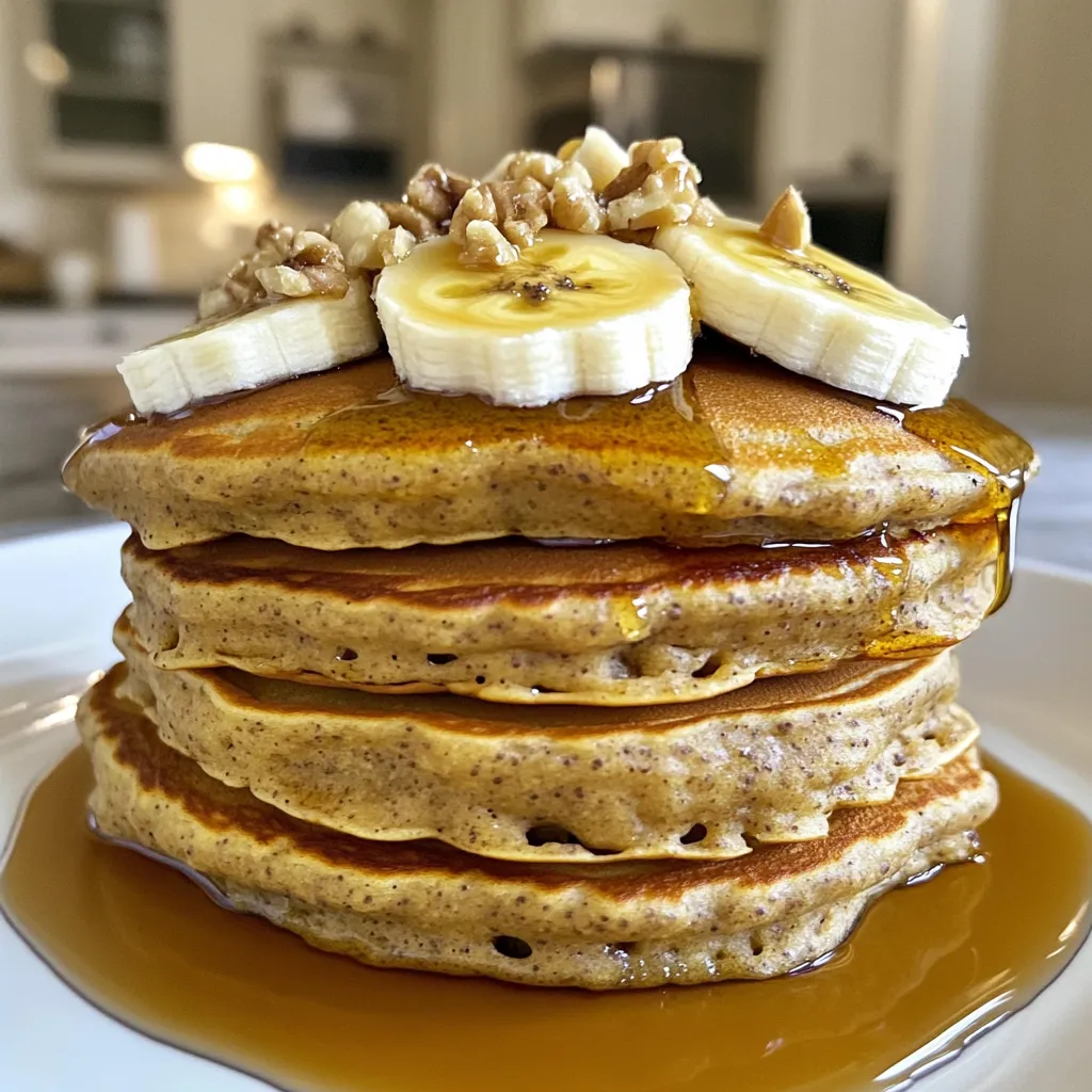 To make these banana bread protein pancakes, you need a few key items: - 1 ripe banana, mashed - 2 eggs - 1/2 cup rolled oats - 1/2 cup vanilla protein powder - 1 teaspoon baking powder - 1/2 teaspoon ground cinnamon - 1/4 teaspoon salt - 1/2 cup almond milk (or any milk of choice) These ingredients give the pancakes their sweet taste and fluffy texture. You can add some extra flavor with these optional items: - 1 tablespoon honey or maple syrup - Cooking spray or coconut oil for frying Using honey or maple syrup adds a nice touch of sweetness. If you don’t have some ingredients, here are good swaps: - Use any ripe fruit instead of banana for a different flavor. - Swap eggs with flaxseed meal mixed with water for a vegan option. - Replace rolled oats with almond flour for a gluten-free pancake. These substitutes keep the pancakes tasty while meeting your needs. 1. Start by taking a ripe banana. Mash it in a large bowl until it is smooth. 2. Crack two eggs into the bowl with the banana. Whisk them together well. 3. In another bowl, mix the rolled oats, protein powder, baking powder, ground cinnamon, and salt. Stir until it’s all even. 4. Slowly add the dry mix into the banana and egg blend. Stir it all together. 5. Now pour in 1/2 cup of almond milk. If you like, add honey or maple syrup for sweetness. Mix until you have a smooth batter. 6. Let the batter sit for about five minutes. This helps it thicken slightly. 1. Heat a non-stick skillet on medium heat. Lightly grease it with cooking spray or coconut oil. 2. Pour about 1/4 cup of batter onto the skillet for each pancake. 3. Cook until you see bubbles on the top, which takes about 2-3 minutes. 4. Flip the pancake and cook for another 2-3 minutes until it is golden brown. 5. Remove from the skillet and repeat with the rest of the batter. 1. Stack your pancakes on a nice plate. 2. Drizzle with maple syrup or honey for added flavor. 3. Top with sliced bananas and a sprinkle of chopped walnuts for a tasty finish. 4. Enjoy them hot, and don’t forget to share! To make fluffy pancakes, the key is to mix the batter gently. Overmixing can lead to tough pancakes. Combine wet and dry ingredients until just blended. Let the batter sit for five minutes. This resting time helps the oats absorb liquid and makes the pancakes rise better. Use a non-stick skillet or griddle for cooking. Preheat your skillet over medium heat. Grease it lightly with cooking spray or coconut oil. Pour about 1/4 cup of batter for each pancake. Cook until bubbles form on the surface, about 2-3 minutes. Flip gently and cook for another 2-3 minutes until golden brown. Avoid using unripe bananas. They do not mash well and lack flavor. Also, do not skip the baking powder; it helps the pancakes rise. Make sure the skillet is hot enough. If it’s too cold, the pancakes will cook unevenly. Lastly, do not overcrowd the skillet; cook in batches for best results. {{image_2}} These pancakes pack a protein punch. Each serving has about 20 grams of protein. The protein comes mainly from eggs and protein powder. This helps keep you full and satisfied. A serving of these pancakes has around 300 calories. They contain about 30 grams of carbs and 10 grams of fat. This makes them a balanced meal. They are great for breakfast or a snack. Let’s look at the ingredients. Bananas add potassium and fiber. Eggs provide high-quality protein and healthy fats. Oats are full of fiber and help with digestion. Protein powder boosts your muscle recovery. Honey or maple syrup adds touch sweetness but can be skipped. Almond milk is low in calories and good for dairy-free diets. Each ingredient adds health benefits to your meal. You can change the flavor of your pancakes easily. Try adding peanut butter for a nutty taste. You can also mix in cocoa powder for chocolate banana pancakes. If you love fruity flavors, add blueberries or chopped strawberries. Each option adds a unique twist to your dish. You can make these pancakes vegan by swapping eggs for a flax egg. To do this, mix one tablespoon of ground flaxseed with three tablespoons of water. Let it sit for about five minutes. For a gluten-free option, use gluten-free oats and protein powder. Both modifications keep the taste great while meeting your dietary needs. Add-ins can make your pancakes even better. Consider chopped nuts for crunch or shredded coconut for a tropical touch. For toppings, drizzle with maple syrup or honey. You can also top with fresh banana slices or a dollop of Greek yogurt. Sprinkling chopped walnuts adds more texture and flavor. Each add-in and topping creates a new experience. Yes, you can use other protein powders. Try whey, casein, or plant-based. Each type may change the flavor and texture a little. For best results, choose a powder that mixes well. If you use flavored powder, cut back on added sweeteners. Store leftover pancakes in an airtight container. Let them cool first. You can keep them in the fridge for up to three days. For longer storage, freeze them. Use wax paper between the pancakes to avoid sticking. When ready to eat, just reheat in a toaster or microwave. Yes, you can make these pancakes ahead of time. Prepare the batter the night before and store it in the fridge. Just give it a quick stir before cooking. If you make the pancakes ahead, store them as mentioned above. They are perfect for busy mornings! In this blog post, we explored key ingredients for delicious pancakes, including both essential and optional ones. We moved through step-by-step instructions, cooking methods, and tips for fluffy results. I shared valuable nutritional info and satisfying variations to fit different diets. Remember, modifying recipes can lead to tasty new creations. Enjoy experimenting with different flavors and toppings while avoiding common mistakes. With these insights, you're ready to make pancakes that fit your taste and needs. Happy cooking!