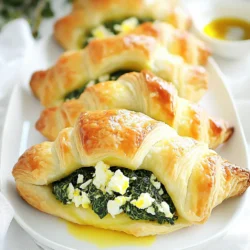 - 1 can refrigerated crescent roll dough - 2 cups fresh spinach, chopped - 1 cup feta cheese, crumbled - 1/4 cup cream cheese, softened - 1/2 teaspoon garlic powder - 1/4 teaspoon black pepper - 1/4 teaspoon onion powder - 1 egg, beaten (for egg wash) - Olive oil for drizzling When you gather your ingredients, focus on freshness. Fresh spinach brings a bright taste. Feta cheese adds a salty punch. Cream cheese gives a creamy texture that blends well. Make sure your spices are fresh too. They elevate the dish and make it special. Keep the egg for a golden finish. Olive oil drizzled on top provides a nice sheen. This mix of flavors will amaze your family and friends. First, preheat your oven to 375°F (190°C). While it heats, line a baking sheet with parchment paper. This helps prevent sticking and makes cleanup easy. In a large bowl, mix the chopped spinach, crumbled feta, softened cream cheese, garlic powder, black pepper, and onion powder. Stir until everything is well combined. This filling is creamy, savory, and packed with flavor. Next, unroll the crescent roll dough on a clean surface. Carefully separate it into individual triangles. At the wide end of each triangle, place about a tablespoon of the spinach and feta mixture. Be sure not to overfill! Then, roll the triangle from the wide end to the narrow tip. Pinch the sides to seal the filling inside. Place each roll on the prepared baking sheet, with the point facing down. Now it’s time to bake! Brush the tops of each crescent roll with the beaten egg. This gives them a nice golden color. Drizzle a little olive oil over the rolls for extra flavor. Bake in the preheated oven for 12 to 15 minutes. Watch as they puff up and turn golden brown. Once done, remove them from the oven and let them cool for a few minutes before serving. Enjoy your savory spinach feta stuffed crescent rolls! To make a great filling, mix flavors well. Blend the spinach, feta, and cream cheese until smooth. You can add herbs like dill or parsley for extra taste. Adjust the spices to fit your liking. If you want more kick, add a pinch of red pepper flakes. Taste your filling as you mix, and change it until it’s just right for you. An egg wash gives your rolls a shiny, golden crust. Brush the tops with beaten egg before baking. This step is key for that beautiful color. If you prefer, use milk or cream as a glaze. Both options work well and add a nice touch. Serve these rolls warm for the best flavor. Pair them with a fresh salad or a side of yogurt dip. For a nice look, place the rolls on a wooden board. Sprinkle some extra feta and fresh herbs on top to impress your guests. This simple touch makes the dish more appealing and delicious. {{image_2}} You can switch feta cheese for other options. Try goat cheese for a tangy taste. Creamy ricotta can add a nice texture. Even mozzarella works well for a milder flavor. Add a bit more cream cheese for extra creaminess. Mix and match to find your favorite combo. Herbs can really boost flavor. Try adding fresh dill or parsley. These herbs add freshness and brightness. For a bolder kick, consider adding red pepper flakes. A touch of nutmeg can also give a warm twist. Don’t be afraid to experiment with your favorite spices. You can add more veggies to your rolls. Chopped bell peppers or mushrooms pair well with spinach. Zucchini can add moisture and texture, too. Consider adding sun-dried tomatoes for a punch of flavor. Each addition brings a new taste and keeps it exciting. To keep your savory spinach feta stuffed crescent rolls fresh, let them cool first. Place them in a single layer on a plate or baking sheet for about 30 minutes. This helps prevent sogginess. Once cooled, transfer the rolls to an airtight container. You can also use a resealable plastic bag. Be sure to get out as much air as possible before sealing. This method keeps them fresh for up to three days in the fridge. Enjoying leftover rolls is easy! The best way to reheat them is in an oven. Preheat your oven to 350°F (175°C). Place the rolls on a baking sheet and cover them with aluminum foil to keep moisture in. Heat for about 10-15 minutes or until warm. You can also use an air fryer for a crisp finish. Set your air fryer to 320°F (160°C) and heat for 5-7 minutes. This helps keep the rolls tasty and flaky. You can freeze your rolls before or after baking. If you freeze them before baking, prepare them and place them on a baking sheet. Then, freeze until solid. Once frozen, transfer to a bag or container. They will last up to three months. To bake from frozen, add a few extra minutes to the baking time. If you bake first, let them cool completely before freezing. Thaw in the fridge overnight before reheating. This keeps them fresh and tasty! Yes, you can use frozen spinach. However, frozen spinach has more water than fresh. To use it, thaw and drain the spinach well. Squeeze out any extra water before mixing it with other ingredients. This step ensures your rolls do not get soggy. If you need a substitute for cream cheese, you have options. You can use Greek yogurt or cottage cheese for a lighter choice. For dairy-free, try silken tofu blended until smooth. Each alternative gives a slightly different taste but still works well. To make the rolls vegan, swap out the cream cheese for vegan cream cheese or blended tofu. Instead of egg wash, use almond milk or a mix of plant-based milk and a bit of flour. Ensure your crescent roll dough is vegan by checking the label. To sum up, this blog covered how to create delicious crescent roll appetizers. We explored the main ingredients like spinach, feta, and cream cheese, along with spices that boost flavor. You learned to prepare your filling, assemble the rolls, and bake them to a golden finish. Remember, you can customize these rolls with various cheeses and veggies. Storing leftovers and reheating them properly ensures you enjoy every bite. So, gather your ingredients and start cooking these tasty treats today!