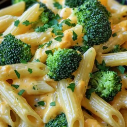 To make One-Pot Creamy Broccoli Cheddar Pasta, gather these items: - 8 ounces of pasta (penne or fusilli works great) - 2 cups of broccoli florets - 2 tablespoons olive oil - 1 small onion, finely chopped - 3 cloves garlic, minced - 3 cups vegetable broth - 1 cup milk (or a plant-based alternative) - 2 cups shredded sharp cheddar cheese - 1 teaspoon mustard powder - Salt and pepper to taste - 1/4 teaspoon red pepper flakes (optional) - Fresh parsley, chopped for garnish You can swap ingredients based on your needs: - Pasta: Use gluten-free pasta for a gluten-free option. - Broccoli: Cauliflower or green beans work well in place of broccoli. - Cheese: Try gouda or mozzarella if you want a different cheese flavor. - Milk: Use almond or soy milk for a dairy-free choice. - Olive oil: Any cooking oil can replace olive oil. Fresh ingredients make a big difference: - Choose bright green broccoli florets for the best flavor. - Fresh garlic and onion will add more taste than dried options. - Use high-quality cheese for a rich, creamy texture. - Check expiration dates on packaged items like broth and milk. These choices ensure your dish will shine with flavor and freshness. 1. First, grab a large pot. Heat 2 tablespoons of olive oil over medium heat. 2. Next, add 1 small chopped onion to the pot. Sauté it for 3-4 minutes until it turns clear. 3. Then, stir in 3 cloves of minced garlic. Cook for 1 more minute until you smell the garlic. 4. Now, add 8 ounces of pasta and 3 cups of vegetable broth. Bring the mix to a gentle boil. 5. Once it boils, lower the heat and cover the pot. Let it simmer for 7-8 minutes. Stir it now and then. 6. After that, add 2 cups of broccoli florets. Stir everything together. Cook for another 3-5 minutes. 7. Check if the pasta is soft and the broccoli is tender. If yes, lower the heat. 8. Pour in 1 cup of milk. Stir it well to mix. 9. Gradually add 2 cups of shredded sharp cheddar cheese. Stir until it melts and looks creamy. 10. Finally, season with 1 teaspoon of mustard powder, salt, pepper, and red pepper flakes if you like. Mix well. - Prep Time: 10 minutes - Cooking Time: 15 minutes - Total Time: 25 minutes - Stir the mixture occasionally to ensure even cooking. - Covering the pot helps to cook the pasta faster and keeps it moist. For a quick guide, I suggest checking out video links on cooking sites like YouTube. Watching someone cook can help you see the steps in action. Look for “One-Pot Creamy Broccoli Cheddar Pasta” videos to match your cooking style. To achieve a creamy texture in your One-Pot Creamy Broccoli Cheddar Pasta, follow these steps: - Use sharp cheddar cheese. It melts well and adds a rich taste. - Gradually add the cheese in batches. This helps it melt evenly. - Stir continuously as you mix in the cheese and milk. This keeps the sauce smooth. - If it gets too thick, add a splash of vegetable broth or milk. You can boost the flavor in your dish. Here are my top suggestions: - Add mustard powder for a tangy kick. It pairs well with cheese. - A pinch of red pepper flakes adds nice heat. Adjust it to your taste. - Toss in some fresh herbs, like thyme or basil, for extra freshness. - Consider adding cooked chicken or sausage for protein. It makes the meal heartier. Serve your pasta hot for the best taste. Here are some ideas: - Garnish with fresh parsley for a pop of color. - Pair it with a simple green salad for a balanced meal. - Serve it with crusty bread to soak up the creamy sauce. - For a fun twist, try it in a baked dish topped with more cheese. {{image_2}} You can use many types of pasta for this dish. Penne and fusilli are my favorites. They hold the sauce well. You can also try rotini, farfalle, or even whole wheat pasta. Each type gives a unique bite and texture. Just make sure to adjust the cooking time if you choose a different pasta shape. Adding protein can make this dish heartier. Grilled chicken, cooked sausage, or shrimp work well. You can also add chickpeas for a plant-based option. If you want more veggies, consider adding spinach, bell peppers, or peas. Just toss them in with the broccoli to cook together. This adds color and flavor to your meal. You can easily make this dish vegan. Use a plant-based milk like almond or oat milk. Swap the cheddar for a vegan cheese blend. Nutritional yeast can give a cheesy flavor too. It adds a nice nutty taste. With these swaps, you can enjoy a creamy, rich pasta without any dairy. To keep your One-Pot Creamy Broccoli Cheddar Pasta fresh, let it cool. Place the pasta in an airtight container. Store it in the fridge. It lasts about 3 to 4 days. Make sure to label the container with the date. This way, you won’t forget when you made it! When you’re ready to enjoy leftovers, you can reheat the pasta. Pour it into a pot over low heat. Add a splash of milk or broth. Stir it gently until it warms up. You can also use the microwave. Heat it in a microwave-safe bowl. Stir every minute until it’s hot. You can freeze this tasty dish if you want to save it longer. First, let it cool completely. Then, place it in a freezer-safe container. Make sure to remove as much air as possible. The pasta can stay good for up to 2 months in the freezer. When you’re ready to eat, thaw it in the fridge overnight. Then, reheat as mentioned above. Enjoy your creamy delight at any time! You can make this dish in just 25 minutes. It takes about 10 minutes to prep and 15 minutes to cook. This quick time makes it perfect for busy weeknights. Yes, you can easily make this dish gluten-free. Use gluten-free pasta instead of regular pasta. Many stores sell gluten-free options that work well in this recipe. Just follow the cooking time on the package for best results. If you want to change the cheese, try these options: - Gruyère for a nutty flavor - Monterey Jack for a milder taste - Vegan cheese for a dairy-free option These substitutes will still give you a creamy sauce. Just remember to adjust the amount based on how cheesy you want it. In this blog post, we explored the key ingredients for a tasty one-pot creamy pasta. You learned about alternatives and the importance of fresh ingredients. I shared step-by-step cooking instructions, along with tips for the best texture and flavor. We even looked at different pasta types and add-ins for variations. Remember, proper storage keeps your dish fresh. Always feel free to adapt recipes based on your tastes. Enjoy your cooking journey and create your perfect creamy broccoli cheddar pasta!