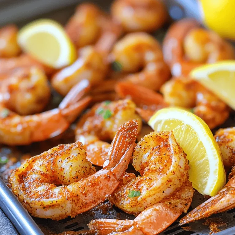 - 1 pound large shrimp, peeled and deveined - 2 tablespoons olive oil - 1 tablespoon Cajun seasoning - ½ teaspoon garlic powder - ½ teaspoon onion powder - ½ teaspoon smoked paprika - ½ teaspoon black pepper - ½ teaspoon salt - ¼ teaspoon cayenne pepper (adjust for heat preference) - Lemon wedges, for serving For shrimp, I like using wild-caught varieties. They taste better and are healthier. Brands like SeaPak and Whole Foods often have good quality shrimp. For olive oil, go for a cold-pressed extra virgin option. Brands like California Olive Ranch or Lucini work well. For Cajun seasoning, try Tony Chachere's or Zatarain's for authentic flavor. If you are allergic to shellfish, try using chicken instead. Cut it into bite-sized pieces. For a vegan option, use cauliflower or tofu. Replace olive oil with avocado oil for a similar taste. If you want less heat, skip the cayenne pepper or use smoked paprika instead. 1. Start by mixing olive oil and Cajun seasoning in a large bowl. 2. Add garlic powder, onion powder, smoked paprika, black pepper, salt, and cayenne pepper. Stir well to make a tasty marinade. 3. Toss the shrimp into the marinade. Make sure each shrimp is coated. 4. Let the shrimp sit for at least 15 minutes. This helps the flavors soak in. 5. Preheat the air fryer to 400°F (200°C) for about five minutes. 6. Place the marinated shrimp in the air fryer basket. Arrange them in a single layer. 7. Cook the shrimp for 8-10 minutes. Shake the basket halfway through for even cooking. 8. When done, the shrimp should be crispy and reach an internal temperature of 120°F (49°C). 9. Carefully take out the shrimp and serve with lemon wedges. Marinating your shrimp is key. It allows the flavors to blend and intensify. If you skip this step, your shrimp may taste bland. A short marinating time of at least 15 minutes works well. For deeper flavor, consider marinating for 30 minutes. This also helps the seasoning stick better. Setting the right temperature matters. Cooking at 400°F ensures a crispy texture. If your air fryer is different, adjust the time. Shrimp cook quickly, so keep an eye on them. Aim for 8-10 minutes of cooking time. Check for doneness by looking for a pink color. They should be firm and not rubbery. To get crispy shrimp, start with dry shrimp. Pat them with paper towels to remove moisture. The less moisture, the crispier they get. Use a light coating of olive oil. It helps the seasoning stick and adds to the crisp. Cook shrimp in a single layer in the air fryer. Overcrowding makes them steam instead of fry. Shake the basket halfway through cooking. This ensures even cooking and crispiness. For an extra crunch, try adding a light dusting of breadcrumbs before cooking. Crispy Cajun shrimp taste great with lemon wedges. Their bright flavor balances the spice. Serve them over fluffy rice, or toss them in a fresh salad. They also pair well with creamy dips like ranch or tartar sauce. For a feast, add some grilled veggies or cornbread on the side. One common mistake is not marinating long enough. Let the shrimp soak up the flavors for at least 15 minutes. Another mistake is cooking them at too low a temperature. Always preheat your air fryer to 400°F for best results. Avoid using frozen shrimp without thawing them first. They won’t cook evenly and may become rubbery. Lastly, don’t skip the shaking step; it’s key to getting that perfect crisp. {{image_2}} Want to kick up the heat? Try adding more cayenne pepper. You can also mix in hot sauce to the marinade. This will give your shrimp a fiery kick. If you love bold flavors, add some diced jalapeños to the mix. For a smoky flavor, consider using chipotle powder instead of regular cayenne. These changes can make your dish exciting and fun! If Cajun spice isn't your thing, you can switch it up. Try a taco seasoning blend for a different twist. You could also use lemon pepper for a zesty flavor. For a classic taste, go with Italian herbs like oregano and basil. Experimenting with different spices can lead to unique dishes. Don't be afraid to play with flavors until you find your favorite! Serving these shrimp over rice is a great option. White or brown rice works well. You can also try serving them on a fresh salad. Mix greens, tomatoes, and cucumbers with your shrimp for a light meal. Drizzle some lemon juice or a vinaigrette for extra flavor. Both options make for a tasty and filling dish. To store leftover crispy Cajun shrimp, let them cool first. Place them in an airtight container. You can keep the shrimp in the fridge for up to three days. This keeps them fresh and tasty. Make sure to seal the container well to avoid any odors. When you are ready to eat the leftovers, reheating is key. Preheat your air fryer to 350°F (175°C). Place the shrimp in a single layer in the basket. Heat them for about 5 minutes. This method helps keep them crispy. If you don’t have an air fryer, you can also use a skillet. Heat on medium for a few minutes until warm. If you want to save shrimp for later, freezing is a good option. Place the cooled shrimp in a freezer-safe bag. Remove as much air as possible before sealing. You can freeze them for up to three months. When ready to eat, thaw in the fridge overnight and reheat as mentioned above. This way, you can enjoy your crispy Cajun shrimp anytime! You should cook shrimp in an air fryer for 8-10 minutes. I recommend shaking the basket halfway. This helps them cook evenly and get crispy. The shrimp are done when they reach an internal temperature of 120°F. Perfect timing makes all the difference for great flavor! Yes, you can use frozen shrimp! Just make sure to thaw them first. You can do this by placing them in cold water for about 15-20 minutes. Pat them dry before marinating to ensure the spices stick well. Using frozen shrimp saves time and is easy! A zesty lemon aioli or a spicy remoulade works great! You can mix mayonnaise with lemon juice and some hot sauce for a quick dip. The cool sauce pairs well with the spicy shrimp. Try different sauces to find your favorite! This blog post covered key ingredients, step-by-step cooking methods, and helpful tips. You learned how to make flavorful, crispy shrimp in an air fryer. We discussed substitutions for allergies, storage tips, and common mistakes to watch for. You can explore spicy variations and perfect pairings for your dish. With these insights, you can confidently create a delicious meal. I hope you enjoy this tasty adventure in cooking shrimp. Happy cooking!