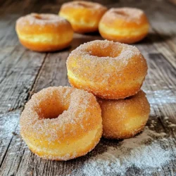 To make these Air Fryer Cinnamon Sugar Donut Holes, gather the following ingredients: - 1 cup all-purpose flour - 1/2 cup granulated sugar - 2 teaspoons baking powder - 1/4 teaspoon salt - 1/4 teaspoon ground nutmeg - 1/2 teaspoon ground cinnamon - 1/2 cup milk - 1 large egg - 2 tablespoons unsalted butter, melted - 1/2 teaspoon vanilla extract - 1/4 cup granulated sugar (for coating) - 1 tablespoon ground cinnamon (for coating) Here are the exact measurements you need for each ingredient: - All-purpose flour: 1 cup - Granulated sugar: 1/2 cup (plus 1/4 cup for coating) - Baking powder: 2 teaspoons - Salt: 1/4 teaspoon - Ground nutmeg: 1/4 teaspoon - Ground cinnamon: 1/2 teaspoon (plus 1 tablespoon for coating) - Milk: 1/2 cup - Large egg: 1 - Unsalted butter: 2 tablespoons, melted - Vanilla extract: 1/2 teaspoon If you have specific dietary needs, consider these alternatives: - Gluten-free flour: Use a gluten-free blend instead of all-purpose flour. - Dairy-free milk: Swap milk with almond or oat milk for a dairy-free option. - Egg substitute: Use a flaxseed egg (1 tablespoon ground flaxseed mixed with 2.5 tablespoons water) for a vegan option. - Coconut oil: Replace unsalted butter with melted coconut oil for a dairy-free fat. These options allow everyone to enjoy these tasty treats! To make these tasty donut holes, start with dry ingredients. In a bowl, mix 1 cup of all-purpose flour, 1/2 cup granulated sugar, 2 teaspoons baking powder, 1/4 teaspoon salt, 1/4 teaspoon ground nutmeg, and 1/2 teaspoon ground cinnamon. Whisk them together until they blend well. Next, grab a second bowl for wet ingredients. Whisk together 1/2 cup milk, 1 large egg, 2 tablespoons melted unsalted butter, and 1/2 teaspoon vanilla extract. Keep whisking until the mix turns smooth. Now, pour the wet mix into the dry mix. Stir gently until just combined. It’s okay if a few lumps stay. Don’t overmix; this keeps your donut holes soft. Before cooking, preheat your air fryer. Set it to 350°F (175°C) and wait about 5 minutes. Preheating helps cook the donut holes evenly, giving them a nice, crispy outside. Rolling donut holes takes practice, but here are some tips. First, lightly grease your hands with oil. This prevents the dough from sticking. Take about a tablespoon of dough and roll it between your palms. Aim for a smooth ball shape. If the dough is too sticky, add a bit of flour to your hands. Keep rolling until you form all the donut holes. Place them in a single layer in the air fryer basket. Avoid crowding to ensure they cook well. When making air fryer donut holes, keep it simple. Start by preheating your air fryer to 350°F (175°C). This step is key for even cooking. Make sure to roll your dough into small, even balls. This helps them cook evenly. I recommend using a light spray of oil in your air fryer basket. This keeps the donut holes from sticking. To get that perfect texture, arrange the donut holes in a single layer. Don’t overcrowd the basket. If your air fryer is small, cook in batches. Flip the donut holes halfway through cooking. This helps both sides become golden brown. You want a nice, soft center and a crisp outside. Watch the time closely; cooking for 5-7 minutes usually works best. A few mistakes can ruin your donut holes. First, don’t overmix your dough. It’s okay to have lumps; they add texture. Second, avoid cooking at too high a temperature. This can burn the outside while leaving the inside raw. Lastly, don’t forget to coat the donut holes right after cooking. Tossing them in the cinnamon sugar mixture while warm helps the sugar stick. Follow these tips, and you'll create delightful treats every time! {{image_2}} You can change the flavor of your donut holes easily. Try adding lemon zest for a fresh twist. For a chocolatey treat, mix in cocoa powder. You can also use almond extract instead of vanilla for a nutty flavor. Each variation gives a new taste while keeping the base recipe. Cinnamon sugar is classic, but you can explore more coatings. Try using powdered sugar for a sweet, soft finish. You can also dip them in melted chocolate for a rich taste. For a fruity touch, roll them in crushed nuts or coconut flakes. Each coating adds fun and flavor. Want to make your donut holes even better? Add mini chocolate chips to the dough for extra sweetness. You can also mix in dried fruits like cranberries or raisins. Top them with sprinkles for a festive look. These add-ins make your treat unique and delightful. To keep your donut holes fresh, place them in an airtight container. This will help them stay soft. You can store them at room temperature for up to two days. If you want to keep them longer, consider refrigerating them. To enjoy your donut holes again, reheat them in the air fryer. Set your air fryer to 300°F (150°C). Heat for about 3-5 minutes. This will bring back their warmth and crispiness. You can also use a microwave, but they may get soft. If you want to save your donut holes for later, freezing is a great option. First, let them cool completely. Then, place them in a single layer on a baking sheet. Freeze for about an hour. Once frozen, transfer them to a freezer bag. They can last for up to three months in the freezer. When ready to eat, reheat directly from frozen. Yes, you can use whole wheat flour. It will change the texture slightly. Whole wheat flour adds a nutty flavor. Your donut holes may be denser but still tasty. You might need to add a bit more milk to keep the dough moist. To make these donut holes gluten-free, use a gluten-free flour blend. Look for blends that contain xanthan gum. This helps mimic the texture of regular flour. You may also need to adjust the milk to get the right dough consistency. To keep donut holes warm, place them in a bowl covered with a clean towel. This traps heat and keeps them soft. You can also set the oven to low heat, around 200°F (93°C), and place them in for a short time. Just don’t leave them too long, or they may dry out. You now have all the tools to make delicious donut holes at home. We discussed the key ingredients and their measurements, plus alternatives for any dietary needs. I shared step-by-step directions and important tips for perfect cooking. You learned about fun flavor variations and safe storage methods. Remember, practice makes perfect. Try new ideas and enjoy the process. Happy frying!