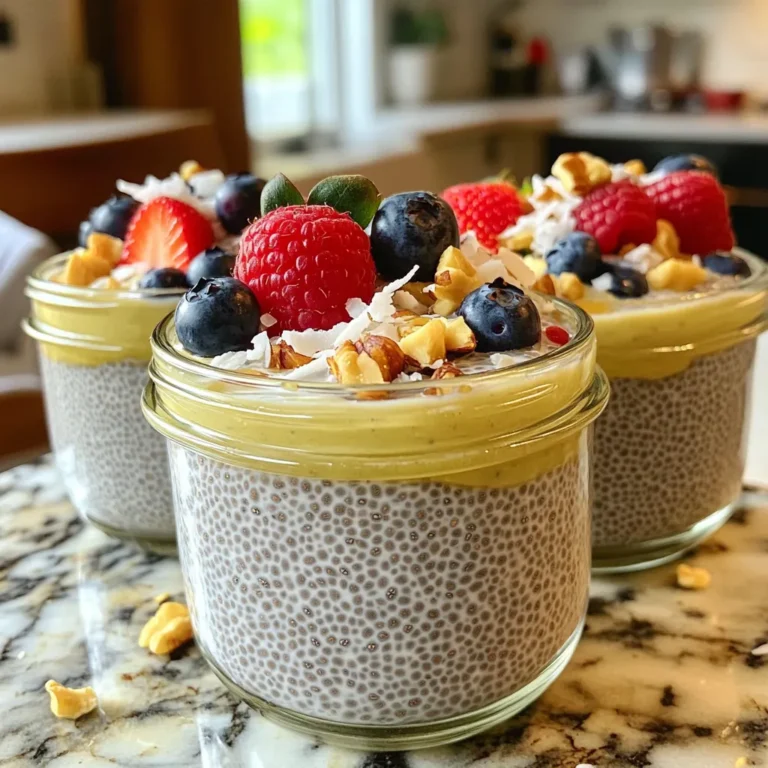 The main ingredient in this recipe is chia seeds. They are tiny but mighty. For this pudding, you need 1/2 cup of chia seeds. Chia seeds soak up liquid and create a fun texture. You can choose any milk you like. I often use 2 cups of almond milk. If you prefer cow's milk, that works too. Coconut milk adds a nice twist. Just pick a milk that you enjoy. Maple syrup is the star of this recipe. You need 1/4 cup of pure maple syrup. It gives the pudding a warm sweetness. Next, add 1 teaspoon of pure vanilla extract. This adds a lovely flavor that blends well with the maple. A pinch of sea salt is also important. It balances the sweetness and enhances the taste. Toppings make your chia pudding even better. Fresh berries are a great choice. You can use strawberries, blueberries, or raspberries. They add color and freshness. For a little crunch, consider adding shredded coconut or chopped nuts. These toppings give extra flavor and texture. Feel free to get creative and add what you love! First, gather your ingredients. You need: - 1/2 cup chia seeds - 2 cups almond milk (or any milk of choice) - 1/4 cup pure maple syrup - 1 teaspoon pure vanilla extract - A pinch of sea salt In a medium mixing bowl, add the chia seeds and almond milk. Whisk them together well. This helps the seeds mix evenly without clumping. Next, pour in the maple syrup, vanilla extract, and sea salt. Mix it all together until you see no dry chia seeds. Now, cover the bowl with plastic wrap or a lid. Place it in the fridge for at least 4 hours. If you can wait, refrigerate it overnight. This time allows the chia seeds to soak up the liquid. They will swell and turn into a pudding-like texture. After the waiting time, give it a good stir. This helps to mix any seeds that may have settled. When you are ready to serve, scoop the pudding into bowls or jars. Top each serving with fresh berries like strawberries, blueberries, or raspberries. You can also add shredded coconut or chopped nuts for extra flavor and crunch. This not only makes the dish look pretty but adds more taste too. Enjoy your delicious maple vanilla chia seed pudding! To get that perfect pudding texture, you need to follow a few steps. First, mix the chia seeds with almond milk well. This helps avoid clumps. Use a whisk to combine them. After that, add maple syrup, vanilla, and salt. Stir until everything blends smoothly. Let the mixture sit for a few minutes, then stir again. This helps the seeds absorb liquid evenly. Cover the bowl and chill it in the fridge for at least four hours. Overnight is best for a thick and creamy pudding. Want to make your chia pudding even better? Here are some ideas. You can add spices like cinnamon or nutmeg for warmth. You could also mix in cocoa powder for a chocolate twist. For fruit lovers, try blending in berries or bananas before chilling. This gives a fresh taste. If you like coconut, add a bit of shredded coconut to the mix. These small changes can really make a big difference. Sometimes, things don’t go as planned. If your pudding is too runny, add more chia seeds and let it sit longer. If it’s too thick, stir in a splash more milk. If you see clumps, don’t worry! Just whisk it again after chilling. This will help break them up. And if you forget to stir before serving, just give it another good mix. Your pudding will still taste great! {{image_2}} If you want a dairy-free and nut-free version, use oat milk or rice milk. Both work well in this recipe. They give a creamy texture without the nuts or dairy. I love how these options keep the pudding light and tasty. For a fully nut-free dish, always check labels. Some brands may process nuts in their facilities. You can get creative with flavors. For a chocolate twist, mix in cocoa powder. A tablespoon should do the trick. Or try matcha for a fresh, earthy taste. Just a teaspoon adds a beautiful green color. You can also use flavored extracts like almond or coconut. Each option gives a unique spin to your pudding. Toppings can make your pudding pop! Besides berries, consider sliced bananas or kiwi. You can even add a sprinkle of cinnamon for extra warmth. Shredded coconut adds a fun texture. If you love crunch, try chopped nuts or granola. These toppings not only taste great, but they also add color and fun to your dish. You can store leftover maple vanilla chia seed pudding in the fridge. First, put the pudding in a clean bowl or jar. Cover it tightly with a lid or plastic wrap. This keeps it fresh and prevents it from absorbing other smells in the fridge. For best results, use glass jars or plastic containers. Glass jars help you see the pudding. They don’t stain, and they keep the pudding fresh. Plastic containers are lightweight and easy to store. Ensure they are airtight to keep the pudding delicious. Maple vanilla chia seed pudding lasts about 5 days in the fridge. After that, check for any changes in smell or look. If it smells off or looks strange, it’s best to toss it. You can enjoy the pudding again by adding fresh toppings, like berries or nuts, before serving. Yes, you can use many types of milk. Almond milk works great, but you can also use coconut, oat, or soy milk. Each type brings a unique flavor and texture. Just keep in mind that the taste may change slightly. For a creamier pudding, try whole milk or even yogurt. Adjust the sweetness based on your milk choice. Chia pudding lasts about 5 days in the fridge. Make sure to store it in an airtight container. After that, the texture may change, and the taste may not be as fresh. Always check for any signs of spoilage before eating. If you see separation, a good stir usually helps. Chia seeds are tiny but packed with nutrition. They are high in fiber, which helps with digestion. They also contain omega-3 fatty acids, good for heart health. Plus, chia seeds are rich in protein, making them great for energy. Their gel-like texture helps you feel full longer. Adding chia seeds to your diet can support overall health. In this blog post, we explored making chia pudding. We covered key ingredients, from chia seeds to milk choices, sweeteners, and toppings. I shared step-by-step instructions, so you can prepare a tasty chia seed mixture and serve it right. Tips help you reach the right texture and flavor. We also discussed variations for dairy-free or nut-free diets. Lastly, I provided tips on storage and answered common questions. Now, you have the tools to create delicious chia pudding that suits your taste. Dive in, get creative, and enjoy every bite!