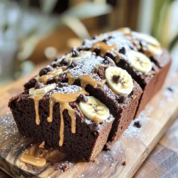 - 3 ripe bananas, mashed - 1/2 cup creamy peanut butter - 1/3 cup melted coconut oil - 1/2 cup brown sugar - 2 large eggs - 1 teaspoon vanilla extract - 1 teaspoon baking soda - 1/4 teaspoon salt - 1 cup all-purpose flour - 1/2 cup cocoa powder - 1/2 cup chocolate chips (dark or semi-sweet) - Optional: 1/4 cup chopped walnuts or pecans The first step to making chocolate peanut butter banana bread is gathering the right ingredients. You need three ripe bananas. The riper they are, the sweeter your bread will taste. You will also want half a cup of creamy peanut butter. This adds a rich flavor and moisture. Next, get one-third cup of melted coconut oil. This helps bind the bread and adds a light coconut taste. Half a cup of brown sugar gives sweetness and a nice color. You will also need two large eggs to help the bread rise. Do not forget one teaspoon of vanilla extract for flavor. You also need one teaspoon of baking soda. This is key for making your bread rise. A little salt, just a quarter teaspoon, enhances all the flavors. Now, you'll need one cup of all-purpose flour and half a cup of cocoa powder. These give the bread its structure and that delicious chocolate flavor. Lastly, grab half a cup of chocolate chips. Dark or semi-sweet work well, and you can add a quarter cup of chopped walnuts or pecans if you like some crunch. These ingredients come together to create a rich and flavorful bread that is sure to impress. Happy baking! 1. Preheat your oven and prepare the loaf pan. Set your oven to 350°F (175°C). Grease a 9x5 inch loaf pan or line it with parchment paper for easy removal. 2. Mix wet ingredients in a large bowl. Take three ripe bananas and mash them well. Add 1/2 cup of creamy peanut butter to the bananas. Stir until the mix is smooth. Then, pour in 1/3 cup of melted coconut oil and mix again. Add 1/2 cup of brown sugar, two large eggs, and 1 teaspoon of vanilla extract. Beat it all together until fluffy. 3. Combine dry ingredients in a separate bowl. In another bowl, whisk together 1 teaspoon of baking soda, 1/4 teaspoon of salt, 1 cup of all-purpose flour, and 1/2 cup of cocoa powder. This mix gives the bread a rich chocolate flavor. 4. Gradually mix wet and dry ingredients. Slowly add the dry mix to the wet mix. Stir gently until just combined. Avoid overmixing to keep the bread light and fluffy. 1. Pour batter into the loaf pan. Pour the batter into your prepared loaf pan. Use a spatula to smooth the top. 2. Bake and check for doneness. Place the pan in the preheated oven. Bake for 55-65 minutes. To check if it’s done, insert a toothpick into the center. If it comes out clean, the bread is ready. 3. Cool the bread before serving. Let the bread cool in the pan for about 10 minutes. Then, transfer it to a wire rack to cool completely. This step makes slicing easier and helps keep it moist. - Choosing ripe bananas for optimal flavor: Always use ripe bananas. Look for bananas with brown spots. They are sweeter and add moisture to your bread. Ripe bananas mash easily and blend well. - How to prevent overmixing: Mix just until the dry ingredients blend with the wet ones. Overmixing can make your bread tough. Gently fold the batter with a spatula. This keeps the bread soft and moist. - Tips for fluffy texture: Use room temperature eggs. This helps the batter mix better and rise well. Also, make sure your baking soda is fresh. It helps your bread puff up nicely. - Presentation tips for serving: Slice the banana bread while warm. Dust some powdered sugar on top for a nice look. You can also add a drizzle of peanut butter for a tasty touch. - Topping ideas for added flavor: Try serving with sliced bananas or a scoop of ice cream. Chopped nuts on top can add crunch and flavor. Enjoy your banana bread warm for the best taste! {{image_2}} For this chocolate peanut butter banana bread, you can switch things up with fun add-ins. - Nuts: You can use walnuts or pecans. Walnuts add a rich taste. Pecans give a sweeter crunch. Choose what you like best! - Chocolate chips: You can choose between dark chocolate and semi-sweet chocolate chips. Dark chocolate adds a bold flavor. Semi-sweet gives a nice balance of sweet and rich. - Fruits: You can add chopped apples or berries. If you prefer, swap out the bananas for another soft fruit. You can easily make this recipe fit different diets. - Gluten-free: To make this bread gluten-free, use almond flour or a gluten-free all-purpose flour blend. It will still taste great! - Vegan-friendly: You can replace eggs with flax eggs. Just mix one tablespoon of flaxseed meal with three tablespoons of water. Let it sit for a few minutes to thicken. Using these tips, you can enjoy a delicious chocolate peanut butter banana bread that suits your taste and needs! To keep your chocolate peanut butter banana bread fresh, follow these tips: - Room Temperature: Wrap the bread in plastic wrap or foil. This keeps it soft. Place it in an airtight container. It lasts about 3 days. If you want it to stay longer, consider freezing it. - Freezing Instructions: Cut the bread into slices first. Wrap each slice in plastic wrap. Then, place the wrapped slices in a freezer bag. Remove as much air as possible. This way, it can last up to 3 months in the freezer. To use, just let it thaw at room temperature. When you want to enjoy your banana bread again, use these methods: - Best Methods: The oven or microwave works well. For the oven, preheat it to 350°F (175°C). Place the slice on a baking sheet. Heat for about 10 minutes. For the microwave, place a slice on a microwave-safe plate. Heat it for 10 to 15 seconds. - Maintaining Moisture and Freshness: To keep it moist, cover the bread with a damp paper towel when microwaving. This prevents it from drying out. Enjoy your warm slice with a cup of tea or coffee! Can I use frozen bananas? Yes, you can use frozen bananas. Just thaw them first. Frozen bananas work well because they become soft and easy to mash. This helps keep your bread moist and adds natural sweetness. How do I know when the banana bread is done? Check the bread after 55 minutes. Insert a toothpick into the center. If it comes out clean, the bread is ready. If it has batter on it, bake for a few more minutes. The edges should look golden brown too. Can I omit sugar or use a sugar substitute? You can reduce sugar or try a substitute. Mashed bananas add sweetness, so you might not need as much. If using a sugar substitute, follow the package instructions for the right amount. What can I serve with chocolate peanut butter banana bread? Serve it warm or at room temperature. You can add a dusting of powdered sugar for a nice touch. Drizzle peanut butter on top or pair it with sliced bananas. Ice cream or yogurt also makes a great side! In this blog post, we explored how to make chocolate peanut butter banana bread. We covered the key ingredients, step-by-step instructions, and helpful tips to make it great. Remember to use ripe bananas and avoid overmixing for the best texture. You can also try different add-ins and save leftovers easily. Baking this bread is fun and rewarding. Enjoy every bite and make it your own!