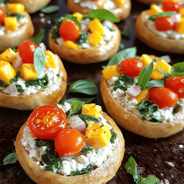 - 2 whole grain mini bagels, halved - 1 cup cottage cheese - 1/4 cup shredded cheddar cheese - 1/4 cup cooked spinach, chopped - 1/4 teaspoon garlic powder - 1/4 teaspoon onion powder - Salt and pepper to taste - 1/2 teaspoon dried oregano - 2 tablespoons cherry tomatoes, diced - Fresh basil leaves for garnish Each ingredient in this recipe brings great health perks. Cottage cheese is high in protein, which helps build muscle. It also has calcium, good for bones. Whole grain bagels give you fiber for digestion and energy. Cheddar cheese adds flavor and more protein. Spinach is packed with vitamins and minerals. Garlic powder and onion powder boost taste and may help your immune system. Cherry tomatoes provide vitamins and antioxidants. Fresh basil adds flavor and can help with digestion. You can swap some ingredients if needed. Use low-fat cottage cheese for fewer calories. Try different cheeses like mozzarella or feta for a new taste. If you don’t have spinach, use kale or arugula. For a gluten-free option, use gluten-free bagels. You can also skip the cheese for a dairy-free version and use a nut-based spread instead. To start, gather your ingredients. You'll need whole grain mini bagels, cottage cheese, and other tasty items. Here’s what you need: - 2 whole grain mini bagels, halved - 1 cup cottage cheese - 1/4 cup shredded cheddar cheese - 1/4 cup cooked spinach, chopped - 1/4 teaspoon garlic powder - 1/4 teaspoon onion powder - Salt and pepper to taste - 1/2 teaspoon dried oregano - 2 tablespoons cherry tomatoes, diced - Fresh basil leaves for garnish First, preheat your oven to 375°F (190°C). This gets the heat just right. In a big bowl, mix cottage cheese, cheddar cheese, chopped spinach, garlic powder, onion powder, salt, pepper, and oregano. Stir well until all is combined. Next, place the halved bagels cut-side up on a baking sheet lined with parchment paper. This helps with easy cleanup later. Spoon the cottage cheese mix onto each bagel half. Spread it out evenly so every bite is tasty. Now it’s baking time! Sprinkle diced cherry tomatoes on top of the cheese mix. These add color and flavor. Slide the baking sheet into the hot oven. Bake for 12-15 minutes. You want the edges of the bagels to turn golden brown and the cheese to melt slightly. Keep an eye on them to avoid burning. When the time is up, take them out. Let the bagel bites cool for a minute before serving. This helps prevent burns from hot cheese. These bagel bites are best served warm. You can garnish them with fresh basil leaves. It adds a nice touch and a burst of flavor. Pair them with a fresh salad or some fruit for a light meal. You can also enjoy them as a snack any time of the day. Feel free to get creative with dips or sauces for extra flavor! To boost flavor, add fresh herbs like dill or chives. These herbs pair well with cottage cheese. You can also mix in a bit of lemon zest for a bright taste. If you like heat, try a dash of crushed red pepper flakes. Baking these bagel bites gives them a nice crisp. Preheating your oven is key for even cooking. Use parchment paper on your baking sheet to avoid sticking. Bake until the edges turn golden brown. This step makes the bagels crunchy and the cheese melty. Serve these bagel bites warm, right from the oven. They make a great snack or light meal. Pair them with a simple salad for a full meal. A side of fresh fruit adds a sweet touch. You can also enjoy them with your favorite dipping sauce for extra fun. {{image_2}} You can switch the cheese for different flavors. Try cream cheese for a rich texture. Feta cheese adds a nice tang. Mozzarella gives a stretchy melt that kids love. You can also mix in goat cheese for a creamy bite. Experiment with what you have for fun new tastes. Adding veggies boosts flavor and nutrition. You can use cooked bell peppers for a sweet crunch. Sliced olives add a briny touch. Zucchini or mushrooms work well when chopped small. Try adding fresh herbs like parsley or cilantro for a fresh taste. Get creative with your veggie choices! You can change the bagel type for a new twist. Try whole wheat bagels for more fiber. If you want something different, use gluten-free bagels. You could even use pita bread for a flat option. Thinly sliced bread can work too. Each option gives a unique flavor and texture. To store your bagel bites, let them cool first. Place them in an airtight container. You can keep them in the fridge for up to three days. If you want to store them longer, wrap each bagel bite in plastic wrap. Then, place them in a freezer bag. You can freeze them for up to three months. To reheat your bagel bites, you have a few options. The best way is to use the oven. Preheat it to 350°F (175°C). Place the bagel bites on a baking sheet. Heat them for about 10 minutes. This keeps them crispy. You can also use a microwave. Heat them for 30 seconds to 1 minute. However, they may become soft. When stored properly, bagel bites last for about three days in the fridge. If you freeze them, they can stay good for up to three months. Just remember to check for any signs of freezer burn. If they look or smell off, it’s best to toss them. Enjoy your high-protein treats while they are fresh! Cottage cheese is a protein powerhouse. One cup has about 28 grams of protein. This makes it a great choice for a snack or meal. The high protein helps build muscle and keeps you full longer. Yes, you can prep these bagel bites ahead. Prepare the cottage cheese mix and spread it on the bagels. Cover them and store in the fridge for up to 24 hours. When you're ready, just bake them for a quick, tasty treat. To make these bagel bites vegan, swap out the cottage cheese and cheddar cheese. You can use plant-based cheese or tofu for the creamy texture. Add nutritional yeast for a cheesy flavor. Check the bagels too; some are not vegan. This blog covered key ingredients for tasty bagel bites, their benefits, and swaps. I shared clear steps for prep and baking, along with serving tips. You learned ways to boost flavor and explore different variations. Don’t forget about storage and reheating to keep your bites fresh. When you try this recipe, enjoy experimenting with new flavors and options. Happy cooking!