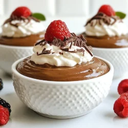 To create a rich and creamy avocado chocolate mousse, you will need these simple ingredients: - 2 ripe avocados - 1/2 cup unsweetened cocoa powder - 1/3 cup pure maple syrup - 1/4 cup almond milk - 1 teaspoon vanilla extract - A pinch of salt These ingredients work together to make a smooth, velvety mousse. The ripe avocados provide healthy fats and a creamy texture. The cocoa powder adds a rich chocolate flavor. Maple syrup sweetens the mousse naturally, while almond milk keeps it light. The vanilla extract gives an extra layer of flavor, and salt balances the sweetness. Feel free to customize your mousse with these fun toppings: - Whipped coconut cream - Dark chocolate shavings - Fresh berries These toppings not only add flavor but also make your dessert look beautiful. Whipped coconut cream is light and airy. Dark chocolate shavings add a touch of elegance. Fresh berries bring a pop of color and a hint of tartness. You can mix and match these toppings to impress your guests or treat yourself! {{ingredient_image_1}} - Cut the avocados in half. - Remove the pit with a spoon. - Scoop the green flesh into a food processor. - Add unsweetened cocoa powder to the processor. - Pour in pure maple syrup and almond milk. - Add one teaspoon of vanilla extract. - Toss in a pinch of salt for flavor. - Blend the mixture until it is smooth and creamy. - Stop to scrape down the sides of the bowl. - Taste the mousse to see if it’s sweet enough. - If needed, add a little more maple syrup. - Spoon the mousse into dessert cups or small bowls. - Chill the mousse for at least 30 minutes. - This helps the flavors mix and firm up. - Before serving, add whipped coconut cream on top. - Dark chocolate shavings or fresh berries make great toppings. To get a smooth mousse, scrape down the sides of your food processor. This helps mix in any bits that stick. If you don’t have a food processor, you can use an immersion blender. It works great and gives you control over the texture. To test the sweetness, scoop a small amount and taste it. If you want it sweeter, add more maple syrup. If you’re looking for a change, try agave syrup instead. It gives a nice flavor and works well in this mousse. For gatherings, serve the mousse in small cups or jars. It looks fancy and makes it easy for guests. To make it pretty, top with whipped coconut cream or dark chocolate shavings. Fresh berries also add a bright touch and taste great! Pro Tips Use Ripe Avocados: Make sure your avocados are ripe for the best creamy texture. They should yield slightly when gently pressed. If they are too firm, the mousse won't blend as smoothly. Adjust Sweetness: Taste the mousse before chilling and adjust the sweetness according to your preference. You can add more maple syrup or sweetener if you like it sweeter. Chill for Best Flavor: Allow the mousse to chill for at least 30 minutes in the refrigerator. This helps the flavors meld together and gives it a firmer texture. Creative Toppings: Get creative with your toppings! Whipped coconut cream, dark chocolate shavings, or fresh berries not only enhance the flavor but also make the dish visually appealing. {{image_2}} You can easily make this mousse dairy-free. Just swap almond milk for coconut milk. Coconut milk adds a rich creaminess. It also brings a slight coconut flavor that pairs well with chocolate. This change gives the mousse a tropical twist. Want to cut down on sugar? You can adjust the maple syrup. Use less syrup for a lighter touch. Or, try sugar substitutes like stevia or monk fruit. These options keep the mousse sweet without the extra sugar. To take the taste up a notch, add espresso powder. Just a small amount boosts the chocolate flavor. You can also mix in spices like cinnamon. This adds warmth and depth to the mousse. Experiment with different flavors to find what you love! To store leftover avocado chocolate mousse, place it in an airtight container. This keeps it fresh and tasty. Cover the top with plastic wrap to prevent air exposure. The mousse can last in the fridge for up to three days. Before serving again, stir it gently. This helps bring back the smooth texture. You can freeze avocado chocolate mousse if you have extra. Spoon it into an airtight container. Leave some space at the top for expansion. It can stay good in the freezer for about one month. To thaw, move it to the fridge overnight. Stir it well before serving to regain creaminess. Understanding spoilage is key. Look for changes in color or smell. If the mousse turns brown or develops a sour scent, it’s time to throw it away. Freshness is vital for taste and safety. Always check before enjoying your delicious treat! Yes, avocado chocolate mousse is healthy! Avocados are full of good fats. They help your heart and can lower bad cholesterol. They also provide fiber, which is great for digestion. Plus, they have vitamins like E and C. These help keep your skin healthy and strong. The cocoa powder adds antioxidants, which help fight off bad stuff in your body. Overall, this mousse is a tasty way to enjoy a sweet treat while still being kind to your body. Yes, you can easily make this mousse vegan! The main ingredients are already plant-based. Use maple syrup instead of honey for sweetness. You can also switch almond milk for any plant milk you prefer. If you want to add a topping, use coconut cream. This keeps everything dairy-free while still being rich and creamy. So, grab your avocados and enjoy this vegan delight! Making avocado chocolate mousse is quick! It takes about 10 minutes to prepare. Just scoop, blend, and taste. After mixing, chill the mousse for at least 30 minutes. This helps it firm up and brings out the flavors. So, in total, you’re looking at around 40 minutes from start to finish. Perfect for a last-minute dessert! This blog post shared how to make a tasty avocado chocolate mousse. We covered the main ingredients needed, like ripe avocados and cocoa powder. You learned easy preparation steps and how to blend for the perfect creamy texture. I gave tips on adjusting sweetness and presenting your mousse. We also explored variations, storage tips, and answered common questions about this dessert. In conclusion, this mousse is simple, healthy, and fun to make. Enjoy your treat and experiment with flavors!