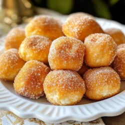 - 1 ½ cups warm water (110°F to 115°F) - 2 tablespoons granulated sugar - 1 packet (2 ¼ teaspoons) active dry yeast - 4 cups all-purpose flour - ¾ teaspoon salt - ½ cup baking soda (for boiling) - ½ cup unsalted butter, melted - ½ cup granulated sugar (for coating) - 2 teaspoons ground cinnamon These ingredients come together to create soft, fluffy bites. The warm water helps activate the yeast, which makes the dough rise. The granulated sugar adds sweetness and helps with browning. The all-purpose flour gives structure, while salt enhances flavor. The baking soda plays a key role when boiling the pretzel bites. It gives them that classic pretzel texture. Unsalted butter adds rich flavor and a nice glaze. For the final touch, the cinnamon sugar coating makes these bites irresistible. Mix the sugar with cinnamon for a sweet finish that pairs well with the warm pretzels. {{ingredient_image_1}} 1. Start by mixing 1 ½ cups of warm water with 2 tablespoons of granulated sugar in a large bowl. You want the water to be between 110°F and 115°F. This range helps activate the yeast. 2. Sprinkle 1 packet of active dry yeast over the water and sugar mixture. Let it sit for about 5 minutes. You will see it become frothy. This means your yeast is alive and ready. 1. Now, add 4 cups of all-purpose flour and ¾ teaspoon of salt to your yeast mixture. Stir until a dough starts to form. 2. Transfer the dough to a floured surface. Knead it with your hands for about 5 minutes. You need it to feel smooth and elastic. 1. Place your kneaded dough in a greased bowl. Cover it with a clean kitchen towel. Let it rise in a warm place for about 1 hour. It should double in size. 2. After it rises, punch the dough down and turn it out onto a floured surface. Divide it into small pieces, about 1 inch each. Roll each piece into a small ball. 3. In a large pot, bring about 10 cups of water to a boil. Add ½ cup of baking soda to the boiling water. Carefully drop your pretzel bites into the water. Boil them for about 30 seconds on each side. Use a slotted spoon to transfer them back to the parchment-lined baking sheet. 1. Preheat your oven to 425°F (220°C). 2. Brush the boiled pretzel bites with ½ cup of melted unsalted butter. Then, sprinkle them with your cinnamon sugar mix. Combine ½ cup of granulated sugar with 2 teaspoons of ground cinnamon in a small bowl. 3. Bake the pretzel bites in the preheated oven for 12-15 minutes. They should turn golden brown. 4. Let them cool slightly before serving. Enjoy these warm, fluffy treats! To make great pretzel bites, the dough must be just right. Aim for a smooth, elastic texture. If the dough is too sticky, add a bit more flour. You want it to hold its shape but not be dry. Knead your dough for about five minutes. Use a floured surface and push the dough with your palms. Fold it over, then push again. This builds strength in the dough. Boiling your pretzel bites is key to their flavor and texture. The baking soda adds a nice golden color. It also gives that classic pretzel taste. Bring about 10 cups of water to a boil and add ½ cup of baking soda. Drop the pretzel bites in for 30 seconds on each side. This step helps them puff up nicely when baking. These treats are great on their own, but dips can enhance the fun! Pair them with cream cheese or warm chocolate sauce. You can also serve them with a side of caramel sauce for a sweet twist. Try adding a sprinkle of sea salt for a salty-sweet treat. Enjoy experimenting with your favorite flavors! Pro Tips Use the Right Temperature: Make sure your water is between 110°F to 115°F to activate the yeast properly without killing it. Knead Thoroughly: Knead the dough for at least 5 minutes until it is smooth and elastic, which helps develop the gluten for a better texture. Boiling is Key: Don’t skip the boiling step! The baking soda bath gives the pretzel bites their signature flavor and chewy texture. Keep an Eye on Baking Time: Watch your pretzel bites closely as they bake; ovens can vary and you want them to be golden brown but not overdone. {{image_2}} You can make your cinnamon sugar pretzel bites even more fun! Try a chocolate or Nutella dipping sauce. This adds a rich taste that pairs well with the sweetness. Just melt the chocolate or use Nutella straight from the jar. You can also add toppings like sea salt. The salt balances the sweet flavor and brings out the cinnamon. Just sprinkle a pinch on top after baking for a tasty twist. Pretzel bites are great, but you can try different shapes too! You can make pretzel knots for a fun look. Just twist the dough into knots before boiling. Mini pretzel shapes are also a hit. Use smaller pieces of dough to form tiny pretzels. They are perfect for kids or as a snack for parties. If you need a gluten-free option, you can use different flours. Almond flour or a gluten-free blend works well. Just remember to check the package for the right amount. Follow the same steps, and you'll still enjoy these tasty bites! To keep your cinnamon sugar pretzel bites fresh, follow these tips: - Let them cool completely before storing. - Place them in an airtight container. - Keep the container in the fridge for up to four days. This helps maintain their soft texture and sweet flavor. When it’s time to enjoy leftovers, reheating is key. Here are the best methods: - Use an oven preheated to 350°F (175°C). - Place pretzel bites on a baking sheet. - Bake for about 5-7 minutes until warm. This method keeps them crisp and avoids sogginess. You can also use a microwave, but limit the time to 10-15 seconds. This prevents them from getting too soft. Enjoy your snack with a warm, fresh taste! Homemade cinnamon sugar pretzel bites can last about 2 to 3 days at room temperature. To keep them fresh, store them in an airtight container. This helps prevent them from drying out. If you notice them getting hard, you can warm them briefly in the oven. Just heat them at 350°F for a few minutes to soften. Yes, you can freeze cinnamon sugar pretzel bites! First, let them cool completely. Then, place them in a single layer on a baking sheet and freeze for about an hour. After that, transfer them to a freezer-safe bag or container. They can last up to 3 months in the freezer. To thaw, just take them out and let them sit at room temperature for about 30 minutes. You can also warm them in the oven for a few minutes. If you don’t have yeast, you can use baking powder as a quick alternative. Use about 2 teaspoons of baking powder for every packet of yeast. Mix it into the dry ingredients. Keep in mind that the texture might change a bit. The bites will be softer, but they will still taste great! Absolutely! Cinnamon sugar pretzel bites are perfect for kids. They are fun to eat and not too hard to make. Just watch out for the hot water when boiling. You can also serve them with dipping sauces like chocolate or cream cheese frosting. Kids will love these tasty treats! You learned how to make tasty cinnamon sugar pretzel bites. We covered each step, from mixing warm water with yeast to boiling and baking the dough. I shared tips for perfecting your bites and serving ideas to enjoy with friends. Pretzel bites are fun to make and easy to share. Experiment with flavors and shapes to find your favorite. With these methods, you’ll impress everyone with your homemade treats. Enjoy your baking!