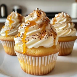 Here is what you need for these delicious cupcakes: - 1 ½ cups all-purpose flour - 1 cup granulated sugar - ½ cup unsalted butter, softened - 2 large eggs - 1 cup brewed coffee, cooled - 1 ½ teaspoons baking powder - ½ teaspoon baking soda - ½ teaspoon salt - 1 teaspoon vanilla extract - ½ teaspoon almond extract - 1 cup caramel sauce, for filling and topping - 1 cup whipped cream, for frosting - 2 tablespoons espresso powder Each ingredient plays a key role. The flour gives structure, while the sugar adds sweetness. The butter makes the cupcakes moist, and eggs help with binding. If you need to swap some ingredients, here are some ideas: - Use coconut oil instead of unsalted butter for a dairy-free option. - Substitute brown sugar for granulated sugar for added depth. - Try almond milk instead of brewed coffee for a lighter taste. - If you can't find espresso powder, use instant coffee. Just adjust the amount to taste. These changes can still yield tasty cupcakes. Choosing the right ingredients makes a big difference. Here’s how to pick the best: - Butter: Go for unsalted butter for better control over salt levels. - Coffee: Use freshly brewed coffee for a richer flavor. - Flour: Choose organic all-purpose flour for better texture. - Caramel Sauce: Select a high-quality caramel for the best taste. Checking labels and choosing fresh products will enhance your cupcakes. {{ingredient_image_1}} First, heat your oven to 350°F (175°C). This is the perfect temperature for baking. Next, take a muffin tin and line it with cupcake liners. This step helps keep your cupcakes from sticking. Lining the tin also adds a nice touch to your presentation. In a large bowl, cream the softened butter and granulated sugar. Mix them until they look light and fluffy. This will take just a few minutes. Now, add the eggs one at a time. Mix well after each egg. Then, stir in the vanilla and almond extracts. In another bowl, mix the flour, baking powder, baking soda, salt, and espresso powder. Gradually add this dry mix to the wet mix. Alternate with the brewed coffee. Stir until everything is just combined. Be careful not to over-mix; we want soft cupcakes! Now, fill each cupcake liner about two-thirds full with batter. Place the muffin tin in the oven. Bake for 18-20 minutes. To check if they are done, insert a toothpick in the center of a cupcake. If it comes out clean, they are ready! Once baked, let the cupcakes cool in the tin for five minutes. After that, move them to a wire rack to cool completely. This keeps them from getting soggy. Now your cupcakes are ready for filling and frosting! To get soft and fluffy cupcakes, start with room temperature ingredients. This helps them mix well. Beat the butter and sugar until they look light and fluffy. This step is key for a nice rise. When mixing dry and wet ingredients, do it gently. Over-mixing can lead to dense cupcakes. Bake them until a toothpick comes out clean. This means they are done. For a fun look, use whipped cream for frosting. You can pipe it high for a café-style feel. Drizzle caramel sauce on top for flair. A sprinkle of espresso powder adds a nice touch, too. You can even add chocolate shavings or coffee beans for extra style. Arrange the cupcakes on a nice platter with small coffee cups. This makes a great presentation. One common mistake is not measuring ingredients properly. Use a scale or measuring cups for accuracy. Another is opening the oven door too soon. This can make your cupcakes sink. Also, avoid using cold ingredients. Cold butter or eggs can affect the batter. Lastly, don’t skip cooling before filling. Filling warm cupcakes can make the caramel runny. Pro Tips Use Fresh Espresso Powder: Ensure your espresso powder is fresh for the best flavor. Stale espresso can dull the taste of your cupcakes. Cool Coffee Properly: Allow your brewed coffee to cool to room temperature before adding it to the batter. This prevents the butter from melting and ensures a fluffy texture. Don’t Overmix: Mix the batter until just combined to keep your cupcakes light and airy. Overmixing can lead to dense cupcakes. Garnish Creatively: Enhance the presentation by adding chocolate shavings or a sprinkle of sea salt on top of the caramel drizzle for an elegant touch. {{image_2}} To make vegan caramel macchiato cupcakes, swap the eggs and butter. Use flax eggs instead of regular eggs. Mix 1 tablespoon of ground flaxseed with 3 tablespoons of water. Let it sit for a few minutes to thicken. For butter, use coconut oil or a vegan butter substitute. Replace milk with almond or oat milk. These swaps keep the flavor rich and delicious. For gluten-free caramel macchiato cupcakes, use a gluten-free flour blend. Many blends work well, like almond or coconut flour. You might need to adjust the liquid. Start with less coffee, then add more as needed. Check the baking powder to ensure it's gluten-free. This will let you enjoy a tasty treat without gluten. You can easily add new flavors to your cupcakes. For chocolate, mix in 1/3 cup of cocoa powder with dry ingredients. This gives a rich, chocolatey taste. If you love mocha, add more espresso powder. Just 1 tablespoon more will boost the coffee flavor. You can also add a hint of cinnamon for warmth. These enhancements create a unique twist on the classic cupcake. To keep your caramel macchiato cupcakes fresh, place them in an airtight container. Store them at room temperature for up to three days. If you want to keep them longer, refrigeration helps, but it might dry them out. In that case, wrap each cupcake in plastic wrap before putting them in the fridge. Freezing is a great way to save cupcakes for later. First, allow the cupcakes to cool completely. Next, wrap each cupcake tightly in plastic wrap. After that, place them in a freezer-safe bag or container. They can stay frozen for up to three months. When you're ready to enjoy them, just thaw them in the fridge overnight. To reheat your cupcakes, use your oven for the best results. Preheat the oven to 350°F (175°C). Place the cupcakes on a baking sheet and cover them loosely with foil. Heat for about 10 minutes. This method keeps them moist and tasty. If you're in a hurry, you can use the microwave. Heat each cupcake for about 10-15 seconds. Be careful not to overheat, as that can dry them out. To keep your cupcakes moist, use the right ingredients. Start with fresh eggs and butter. Cream them well for a fluffy texture. Adding brewed coffee gives great moisture and flavor. Do not overmix the batter; mix just until combined. Bake them until a toothpick comes out clean. Cooling them properly also helps keep them moist. Yes, you can use instant coffee. Just dissolve two tablespoons of instant coffee in one cup of hot water. This will mimic brewed coffee. However, brewed coffee gives a richer flavor. If you love coffee taste, stick to brewed. The choice is yours based on what you have at home. The best way to frost cupcakes is with whipped cream. Use a piping bag for a fun design. If you don’t have one, a knife works too. Start from the outside and swirl inwards. Drizzle caramel sauce on top to add flavor. For a special touch, sprinkle a bit of espresso powder on top. In this article, we explored all you need to know about caramel macchiato cupcakes. We examined ingredients, offered substitutions, and shared tips on choosing quality items. I provided step-by-step instructions for baking and cooling. Plus, I gave tricks for achieving perfect texture and fun decorating ideas. We addressed variations like vegan and gluten-free options and shared storage tips to keep your cupcakes fresh. Remember, a little care in each step will lead to delicious results. Enjoy baking and sharing these delightful treats!