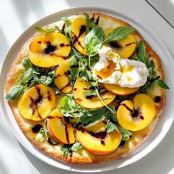 To make a Peach Burrata Flatbread, you need some key items. Here’s what you’ll need: - 1 store-bought or homemade flatbread - 2 ripe peaches, sliced - 8 oz burrata cheese - 1 cup arugula - 2 tablespoons honey - 1 tablespoon balsamic glaze - 2 tablespoons olive oil - Salt and black pepper to taste - Fresh basil leaves for garnish These ingredients come together to create a delightful mix of flavors and textures. The sweet peaches blend perfectly with creamy burrata. You can add extra items to boost the taste. Consider using: - Crushed red pepper for a bit of heat - Toasted nuts like walnuts or almonds for crunch - Fresh mint for a refreshing touch Feel free to experiment! These options can take your flatbread to the next level. I recommend using fresh ingredients whenever possible. Fresh peaches enhance the flavor and texture. They add natural sweetness and juiciness. Store-bought flatbread can save time, but homemade offers a personal touch. Always check for quality. Fresh burrata will be creamy and soft. When you use fresh, seasonal items, you get the best taste. This makes your Peach Burrata Flatbread even more special. First, you need to preheat your oven to 400°F (200°C). This heat helps the flatbread get crispy. Next, place your flatbread on a baking sheet. Drizzle it with olive oil. This step adds flavor and helps it brown. Bake the flatbread in the oven for 5-7 minutes. Watch it closely until it turns slightly crispy. While your flatbread bakes, it’s time to cook the peaches. Grab a skillet and heat it over medium heat. Slice the ripe peaches and add them to the skillet. Drizzle a little honey over the peaches. Sauté them for about 3-4 minutes. You want them warm and slightly caramelized. They will get soft and sweet, which adds a great taste. After baking, remove the flatbread from the oven. Let it cool for a minute. Tear the burrata cheese into pieces. Distribute the burrata evenly over the flatbread. Now, add the sautéed peaches on top. Next, layer fresh arugula over the peaches. To finish, drizzle balsamic glaze over everything. Sprinkle salt and black pepper to taste. Don’t forget to garnish with fresh basil leaves. Finally, slice the flatbread into pieces and serve it warm. Enjoy the mix of creamy, sweet, and peppery flavors! Pick peaches that feel soft but not mushy. They should have a sweet smell. Look for a rich color, often yellow or red. Avoid green or overly hard peaches. Press gently; it should yield slightly under your touch. This means it is ripe and ready for your flatbread. Use fresh burrata for the best taste. Tear it into pieces just before serving. Place it on your flatbread while it’s still warm. This helps it melt nicely. Avoid heating burrata too much, as it can lose its creamy texture. Let it rest for a minute after baking to keep it soft. Preheat your oven to 400°F (200°C) before baking. Brush olive oil on the flatbread for extra crispiness. Bake it for 5-7 minutes until it is golden. Keep an eye on it to avoid burning. For extra crunch, use a pizza stone if you have one. This can help crisp the bottom even more. {{image_2}} You can mix and match toppings for your flatbread. Try adding fresh figs for a sweet twist. Sliced prosciutto brings a salty bite that pairs well with peaches. Crumbled goat cheese adds a tangy flavor that enhances the dish. You can also use nuts like walnuts or pecans for crunch. If you want to switch things up, try different cheeses. Creamy ricotta works well and adds a light texture. Feta cheese gives a salty kick that complements the sweet peaches. For a sharper taste, use aged cheddar. Each cheese brings a new flavor to your flatbread. You can easily make this dish vegetarian or vegan. For a vegetarian version, just skip the meat toppings and stick with fruits and veggies. Use vegan cheese or cashew cheese instead of burrata for a dairy-free option. Drizzle with maple syrup instead of honey for sweetness. These changes keep the dish delicious and suitable for any diet. To keep your peach burrata flatbread fresh, store it properly. First, let it cool to room temperature. Then, wrap it tightly in plastic wrap or foil. Place it in an airtight container. This method helps keep the flatbread soft and tasty. Store it in the fridge for up to three days. When you want to eat your flatbread again, reheat it wisely. Preheat your oven to 350°F (175°C). Place the flatbread on a baking sheet. Heat for about 5-10 minutes. This warms it through and keeps it crispy. You can also use a skillet on medium heat for a quick option. Just cook for a few minutes on each side. If you want to save your flatbread for later, freezing works well. Wrap the cooled flatbread in plastic wrap, then in foil. This prevents freezer burn. Label it with the date and freeze for up to two months. To enjoy it later, thaw it in the fridge overnight. Then, reheat it in the oven for the best taste. The best flatbread is soft and fluffy. A store-bought or homemade flatbread works well. Look for options like naan or pita. They hold toppings nicely. A thin crust is great for a crispy bite. Yes, you can use many fruits! Try figs, plums, or even strawberries. Each fruit brings a unique taste. Experimenting can lead to fun new flavors. Just make sure the fruit is ripe for the best results. Fresh burrata feels soft and creamy. Check the date on the package. It should be within a few days of purchase. You can also smell it; it should not have a sour odor. Fresh burrata adds a wonderful creaminess to your flatbread. Yes, this flatbread is great for meal prep! You can prepare the toppings ahead. Just store them in separate containers. When ready to eat, assemble and bake. This saves time and gives you a quick meal. Many Italian restaurants feature this dish. Check the menu for flatbreads or appetizers. Some gourmet pizza places offer unique flatbreads as well. If you don't see it, ask the chef about seasonal specials. Peach Burrata Flatbread offers a delightful mix of flavors and textures. You learned about essential ingredients and how to enhance their taste. I shared tips for preparing ripe peaches and melting burrata to perfection. You can explore variations and even find ways to store leftovers. Remember, this dish can adapt to your taste. Whether for a meal prep or a special dinner, it's versatile and fun to make. Enjoy crafting your own Peach Burrata Flatbread!
