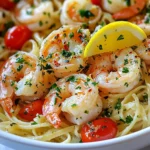 - 1 pound large shrimp, peeled and deveined - 1/2 cup unsalted butter - 4 cloves garlic, minced - 1 teaspoon red pepper flakes (adjust to taste) - Zest of 1 lemon - Juice of 2 lemons - 1/4 cup fresh parsley, chopped - Salt and pepper to taste - 8 ounces linguine or spaghetti - 1/2 cup cherry tomatoes, halved (optional) Lemon garlic shrimp scampi needs fresh ingredients for great taste. The shrimp should be large and fresh. Look for shrimp that are pink and have a sweet smell. Unsalted butter gives a rich, creamy base. Fresh garlic adds a nice punch. - Olive oil - Fresh lemon juice - Fresh herbs - Salt - Freshly ground black pepper Having these staples helps boost flavor. Olive oil can replace butter if needed. Fresh lemon juice balances the dish. Use fresh herbs for a bright taste. Always season with salt and pepper to enhance the dish. - 1/2 cup cherry tomatoes, halved - 1/2 cup spinach or kale - 1/4 cup grated Parmesan cheese Cherry tomatoes add color and sweetness. Spinach or kale can add nutrition. Parmesan cheese gives a salty depth. Feel free to mix and match these add-ins to make the dish yours! {{ingredient_image_1}} Start by boiling water in a large pot. Add a generous amount of salt to the water. Once it boils, add 8 ounces of linguine or spaghetti. Cook according to the package directions until the pasta is al dente. This usually takes about 8-10 minutes. Once cooked, drain the pasta but save 1/2 cup of the pasta water. Set the pasta aside while you prepare the shrimp. In a large skillet, melt 1/2 cup of unsalted butter over medium heat. When the butter is melted, add 4 minced garlic cloves and 1 teaspoon of red pepper flakes. Sauté for 1-2 minutes until you smell the garlic. Next, add 1 pound of large shrimp to the skillet. Season with salt and pepper. Cook the shrimp for about 2-3 minutes on one side. Flip the shrimp and cook for another 2 minutes. They should turn pink and opaque. Now, it’s time to bring everything together. Add the zest of 1 lemon and the juice of 2 lemons to the skillet. Stir in 1/4 cup of chopped fresh parsley and the cherry tomatoes if you want color. If the sauce seems thick, add some of the reserved pasta water until it reaches your desired thickness. Finally, toss the cooked pasta into the skillet. Mix well to coat the pasta with the shrimp and sauce. Cook for one more minute to meld the flavors together. To get shrimp just right, start with fresh or frozen shrimp. Make sure they are peeled and deveined. Cook them fast over medium heat. This way, they stay juicy and tender. Don’t overcrowd the pan. Give each shrimp space to cook evenly. Remove them from heat once they turn pink and opaque. This usually takes about 4-6 minutes total. Adding the right herbs and spices makes a big difference. I love using garlic, red pepper flakes, and fresh parsley. Garlic brings depth, while red pepper adds a nice kick. You can adjust the red pepper to your taste. Fresh parsley brightens the dish and adds color. Lemon zest also boosts the flavor. Don’t skip it! Sometimes your sauce might be too thick. If that happens, don’t worry! You can fix it easily. Use the pasta water you saved. Gradually add a bit of it to the skillet. Stir until you reach the right consistency. The sauce should coat the pasta without being too runny. This makes every bite delicious! Pro Tips Use Fresh Ingredients: Fresh shrimp and herbs will elevate the flavor of your scampi, making it taste restaurant-quality. Control the Heat: Adjust the red pepper flakes to your spice preference; start with a small amount and increase as needed for your taste. Don't Overcook the Shrimp: Shrimp cook quickly; remove them from the heat as soon as they turn pink and opaque to avoid a rubbery texture. Reserve Pasta Water: The starchy pasta water can help to thicken the sauce and bind everything together, creating a perfect consistency. {{image_2}} To make creamy lemon garlic shrimp scampi, add a splash of heavy cream. After you sauté the shrimp, stir in about half a cup of cream. This will give your dish a rich texture. The cream balances the tangy lemon and garlic perfectly. You can also use half-and-half for a lighter option. This variation is great for those who love a smooth sauce. For a colorful twist, add vegetables to your dish. Cherry tomatoes, bell peppers, and spinach work well. Sauté the vegetables with the garlic before adding the shrimp. This adds flavor and nutrients to your meal. Plus, it makes the dish look vibrant and fresh. Feel free to experiment with your favorite veggies. You can easily make this dish gluten-free. Use gluten-free pasta made from rice or quinoa. Whole wheat pasta is another healthy choice. It adds a nutty flavor and more fiber. Cook these pastas according to their package instructions. They will pair nicely with the shrimp and sauce, keeping your meal wholesome and tasty. After enjoying your lemon garlic shrimp scampi, save the leftovers. Let the dish cool down. Place it in an airtight container. This keeps the flavors fresh. Store it in the fridge for up to three days. Make sure to label the container with the date. When you are ready to eat again, reheat the dish gently. Use a skillet over low heat. Add a splash of water or broth to help it warm evenly. Stir often to avoid burning. You can also use the microwave. Heat in short bursts to keep the shrimp tender. If you want to keep it longer, freezing is a great option. Pack the cooled scampi in a freezer-safe container. Make sure to leave some space for expansion. It can last in the freezer for up to three months. When ready to eat, thaw it overnight in the fridge. Reheat as mentioned above for the best taste. If you want to swap shrimp, try chicken, scallops, or tofu. Chicken works well with the lemon and garlic flavors. Cook it until it is fully done. Scallops can also be a great choice; just cook them for a shorter time. Tofu is perfect for a plant-based option. Make sure to press it first to remove excess water. To make shrimp scampi without butter, use olive oil or a vegan butter substitute. Olive oil gives a nice flavor. Heat it in the skillet as you would butter. Then, follow the same steps in the recipe. You’ll still get that tasty lemon and garlic kick without the butter. Yes, you can prepare shrimp scampi in advance. Cook the pasta and shrimp separately. Store each in airtight containers in the fridge. When you're ready to eat, combine them in a skillet. Add a splash of water or broth to reheat and keep it moist. This way, you save time and still enjoy a delicious meal. In this blog post, we covered the key ingredients for lemon garlic shrimp scampi, including options for add-ins. We provided step-by-step instructions for cooking pasta and shrimp to create a balanced dish. Tips helped you master shrimp texture and sauce consistency. We also shared fun variations and storage info. To sum up, lemon garlic shrimp scampi is a flexible dish. With simple swaps and tips, you can make it your own. Enjoy experimenting with flavors and enjoy every bite.