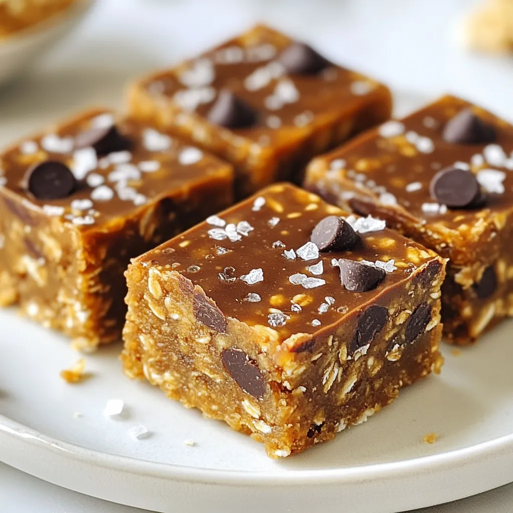 To make these tasty Chocolate Coconut Energy Bars, gather these simple ingredients. Each one adds flavor and nutrition to the bars. - 1 cup rolled oats - 1/2 cup unsweetened shredded coconut - 1/2 cup almond butter (or any nut butter of your choice) - 1/4 cup honey or maple syrup - 1/2 cup dark chocolate chips - 1/4 teaspoon sea salt - 1/2 teaspoon vanilla extract - 1 tablespoon chia seeds (optional for added nutrition) These ingredients work together to create a healthy snack. The rolled oats give a good base, while the shredded coconut adds a nice texture. Nut butter binds everything, and the sweetener gives a hint of sweetness. Dark chocolate chips add a rich flavor that makes these bars fun to eat. Sea salt balances the sweetness, and vanilla enhances the overall taste. If you want extra benefits, add chia seeds for more nutrition. {{ingredient_image_1}} 1. First, grab a large mixing bowl. Add 1 cup rolled oats, 1/2 cup unsweetened shredded coconut, and 1 tablespoon chia seeds if you want extra nutrition. Stir these dry ingredients together well. This mix gives the bars a chewy base. 2. Next, take a small saucepan. On low heat, melt 1/2 cup almond butter and 1/4 cup honey or maple syrup. Stir until smooth. Remove it from the heat and stir in 1/2 teaspoon vanilla extract. This mixture brings a sweet and nutty flavor to your bars. 3. Now, pour this melted mix over the dry ingredients in your bowl. Mix everything until it’s all coated evenly. Then, add 1/2 cup dark chocolate chips and 1/4 teaspoon sea salt. Make sure the chocolate is spread throughout the mix for tasty bites. 1. Line an 8x8 inch baking dish with parchment paper. Leave some paper hanging over the sides. This makes it easy to lift out the bars later. 2. Transfer your mixture into the baking dish. Use a spatula or your hands to press it down firmly. Make sure it’s even. This step helps the bars hold together well. 1. Place the dish in the fridge for at least 1 hour. This cooling time helps the bars set properly. 2. Once firm, lift the bars out of the dish using the parchment paper. Cut them into even squares or rectangles. Use a sharp knife to make clean cuts. Store your energy bars in an airtight container in the fridge. Enjoy them for a tasty and healthy snack! You can switch up the nut butter. Try peanut butter or cashew butter. Each nut butter gives a new taste. If you want less sugar, use mashed bananas instead of honey. Applesauce also works well as a sweetener. To stop your bars from crumbling, press the mixture down hard in the dish. If the bars are too dry, add a bit more honey or nut butter. Adjust the sweetness by tasting the mix before pressing it. Add a little more sweetener if needed. These bars pair well with fresh fruits like bananas or berries. You can also serve them with yogurt for a tasty snack. They are great for meal prep. Just grab a bar when you need a quick bite! Pro Tips Use Fresh Ingredients: Always use fresh, high-quality ingredients for the best flavor and texture in your energy bars. Customize Your Nuts: Feel free to swap almond butter with any nut or seed butter of your choice to suit your taste preferences or dietary needs. Experiment with Add-ins: Consider adding nuts, seeds, or dried fruits to enhance the nutritional value and add different textures to your bars. Proper Storage: Keep your energy bars in an airtight container in the refrigerator to maintain freshness and avoid spoilage. {{image_2}} You can enhance your energy bars with different flavors. Add nuts or seeds like almonds or sunflower seeds. They add crunch and protein. You can also mix in dried fruits like raisins or cranberries. These fruits add natural sweetness and chewiness. Choosing the right chocolate can change the taste. Milk chocolate gives a sweet, creamy flavor. Dark chocolate is richer and less sweet. You can also coat the bars in melted chocolate for a tasty finish. This adds a layer of chocolate that makes them even more delicious. If you follow a vegan diet, use maple syrup instead of honey. You can also choose a nut butter that is vegan-friendly, like almond or cashew butter. For gluten-free options, make sure your oats are certified gluten-free. This way, everyone can enjoy these tasty energy bars. To keep your Chocolate Coconut Energy Bars fresh, use airtight containers. These containers block air and moisture, which can spoil the bars. Store them in the fridge, where it is cool. This helps preserve flavor and texture. These bars last up to one week in the fridge. If you want to save them longer, freeze them. Wrap each bar tightly in plastic wrap. Then place them in a freezer-safe bag. They can last up to three months in the freezer. Check for changes in smell or texture. If the bars smell off or feel sticky, they may be bad. Look for mold spots or an unusual color. If you see any, it’s best to throw them away. You can make these energy bars without nut butter by using mashed bananas or unsweetened applesauce. These options will add moisture and a bit of sweetness. Simply replace the nut butter with the same amount of either mashed banana or applesauce. Mix it well with the honey or maple syrup until smooth. Then, follow the rest of the recipe as usual. This makes the bars nut-free and still delicious! No, you should not use coconut flour instead of shredded coconut. Coconut flour absorbs a lot of moisture and will change the texture. Shredded coconut gives a nice chew and adds flavor. If you want to use coconut flour, reduce the amount of other dry ingredients to keep the right balance. However, I recommend sticking with shredded coconut for the best results. Yes, these energy bars are great for kids! They are full of healthy ingredients like oats and dark chocolate. I find that kids love the sweet taste and chewy texture. You can also adjust the sweetness by using less honey or maple syrup if needed. They make a perfect snack for school or after playtime. Absolutely! You can customize these energy bars to fit your taste. Try adding spices like cinnamon or nutmeg for warmth. You could also mix in different nuts or seeds for extra crunch. If you want a fruitier flavor, consider adding dried fruits like cranberries or apricots. The options are endless, so get creative! These energy bars are nutritious and packed with energy. Each bar offers a good mix of carbs, fats, and proteins. Here’s a rough breakdown for one bar: - Calories: About 150 - Protein: 4g - Carbs: 18g - Fat: 7g - Fiber: 3g They are a great snack to fuel your day! This blog post covered how to make tasty energy bars. We discussed ingredients like oats, coconut, and chocolate. I shared step-by-step instructions for mixing, pressing, and cooling your bars. You learned tips for substitutions and texture, plus fun variations to try. Lastly, I gave storage advice to keep them fresh. Enjoy making these bars that fit your taste and diet. They can be a healthy snack anytime!