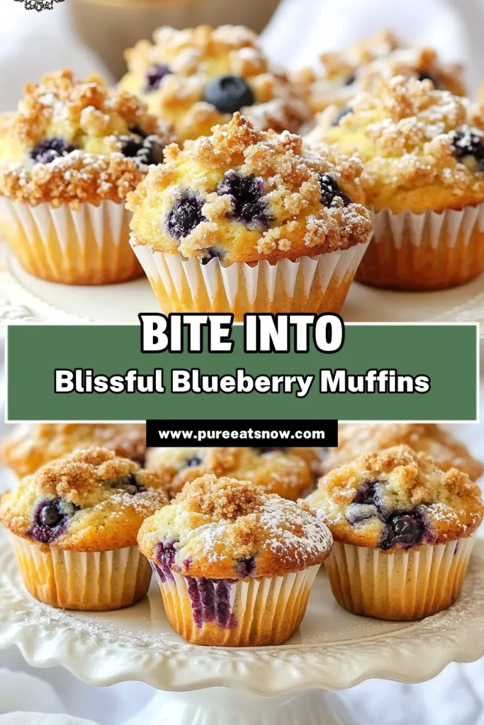 Indulge in these delicious homemade blueberry muffins with a delightful streusel topping! This easy blueberry muffin recipe combines fresh blueberries and a crumbly topping, creating the perfect berry bliss muffins. In just 35 minutes, you can enjoy warm, fluffy blueberry streusel muffins that are perfect for breakfast or dessert. Save this blueberry muffins recipe for your next baking adventure! #BlueberryMuffins #StreuselToppingMuffins #HomemadeMuffins #BerryBlissMuffins