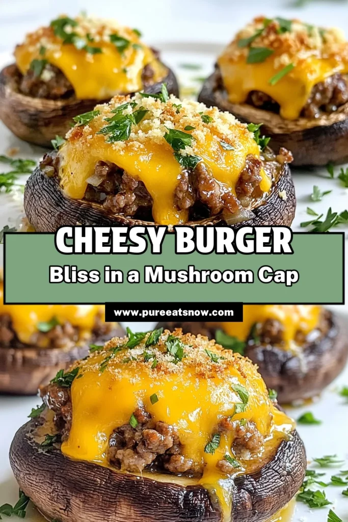 Discover the delicious world of cheeseburger stuffed mushrooms! This easy mushroom appetizer combines ground beef and cheddar cheese for a perfect bite-sized treat. Ideal for parties or game day, these stuffed mushroom recipes are sure to impress. With simple ingredients and an effortless method, making cheddar cheese stuffed mushrooms at home has never been easier. Save this recipe and bring a savory twist to your gatherings! #CheeseburgerStuffedMushrooms #EasyAppetizers #StuffedMushroomRecipes #GroundBeefDishes