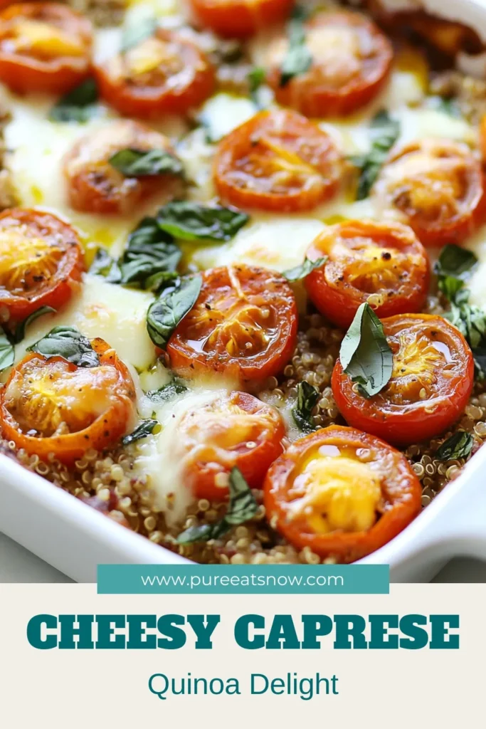Enjoy a delicious and satisfying meal with this Caprese Quinoa Bake, a perfect addition to your collection of healthy quinoa recipes. This easy Italian recipe features layers of quinoa, cherry tomatoes, fresh basil, and gooey cheeses for a delightful vegetarian casserole that's sure to impress. Ready in just 45 minutes, it's an ideal baked quinoa dish for family dinners. Try it today and discover how simple healthy eating can be! #CapreseQuinoaBake #HealthyRecipes #VegetarianCasserole #EasyItalianRecipes