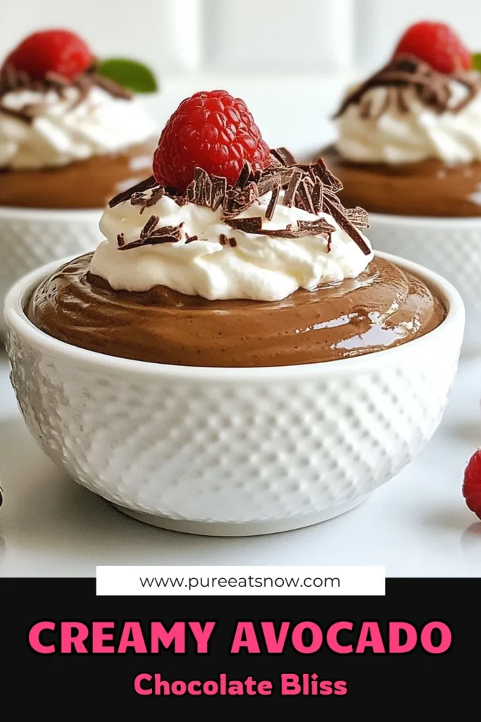 Indulge guilt-free with this creamy avocado chocolate mousse, a perfect addition to your collection of healthy dessert recipes. This vegan chocolate mousse is not just delicious; it's also a dairy-free mousse recipe made in minutes! Enjoy easy avocado desserts that your whole family will love. Ready to elevate your dessert game? Save and try this luscious treat today! #AvocadoChocolateMousse #VeganDesserts #HealthyRecipes #DairyFreeDessert