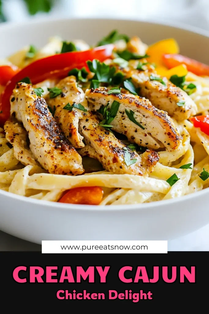 Discover the irresistible flavors of creamy Cajun chicken pasta with this easy chicken pasta recipe! This fettuccine with Cajun chicken is perfect for a quick weeknight dinner. With just a few simple ingredients like chicken, heavy cream, and Cajun seasoning, you’ll have a delicious dish ready in no time. Ideal for any pasta lover, this creamy pasta recipe will impress your family and friends. Try it out today! #CreamyCajunChickenPasta #CajunPastaRecipe #EasyChickenPasta #PastaRecipes