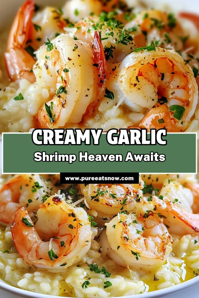 Indulge in this creamy garlic shrimp risotto that’s sure to impress! This easy garlic shrimp recipe features Arborio rice risotto cooked to perfection with succulent shrimp and rich Parmesan cheese. Perfect for any occasion, this shrimp risotto recipe is creamy, flavorful, and incredibly satisfying. Enjoy a delicious meal in just 40 minutes! Save this recipe for a delightful dinner tonight! #ShrimpRisottoRecipe #CreamyGarlicShrimpRisotto #ArborioRiceRisotto #EasyGarlicShrimpRecipe