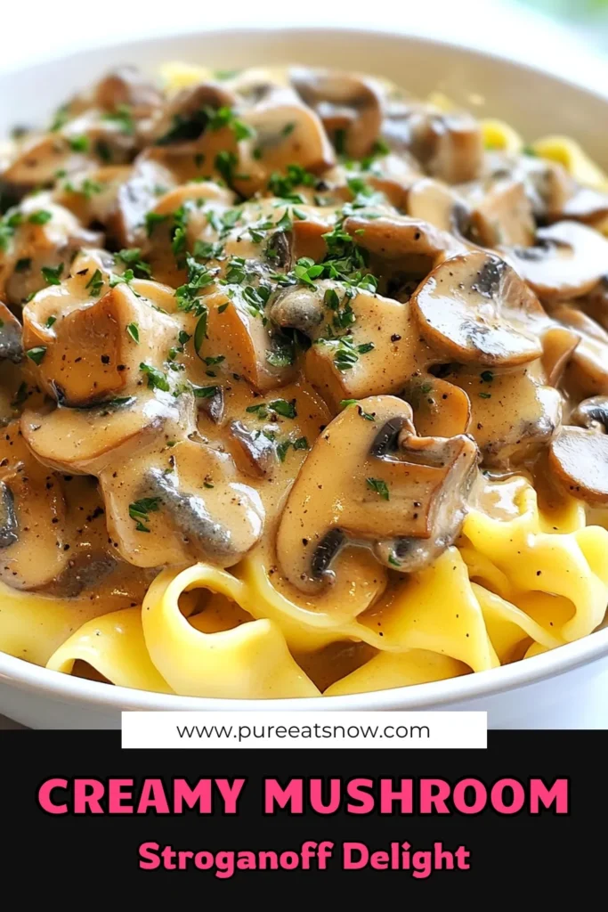 Discover a delicious Mushroom Stroganoff recipe that's perfect for any day! This easy mushroom stroganoff features creamy mushroom noodles and is completely dairy-free, making it a fantastic vegan mushroom pasta option. With just a few simple ingredients, you can whip up this comforting dish in under 30 minutes. Don't miss out on this must-try recipe—save it for later! #MushroomStroganoff #DairyFreeStroganoff #VeganMushroomPasta #EasyMushroomStroganoff