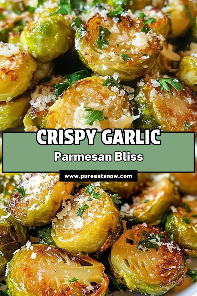 Discover the deliciousness of Crispy Garlic Parmesan Brussels Sprouts, the perfect addition to any meal! This Roasted Brussels Sprouts Recipe features golden, tender veggies tossed in olive oil and a savory blend of garlic and Parmesan. It's an Easy Brussels Sprouts Side Dish that's both healthy and delectable. Try this Garlic Parmesan Vegetables recipe for a nutritious twist that everyone will love. Click to save and enjoy! #BrusselsSprouts #HealthyRecipes #Vegetarian #SideDishes
