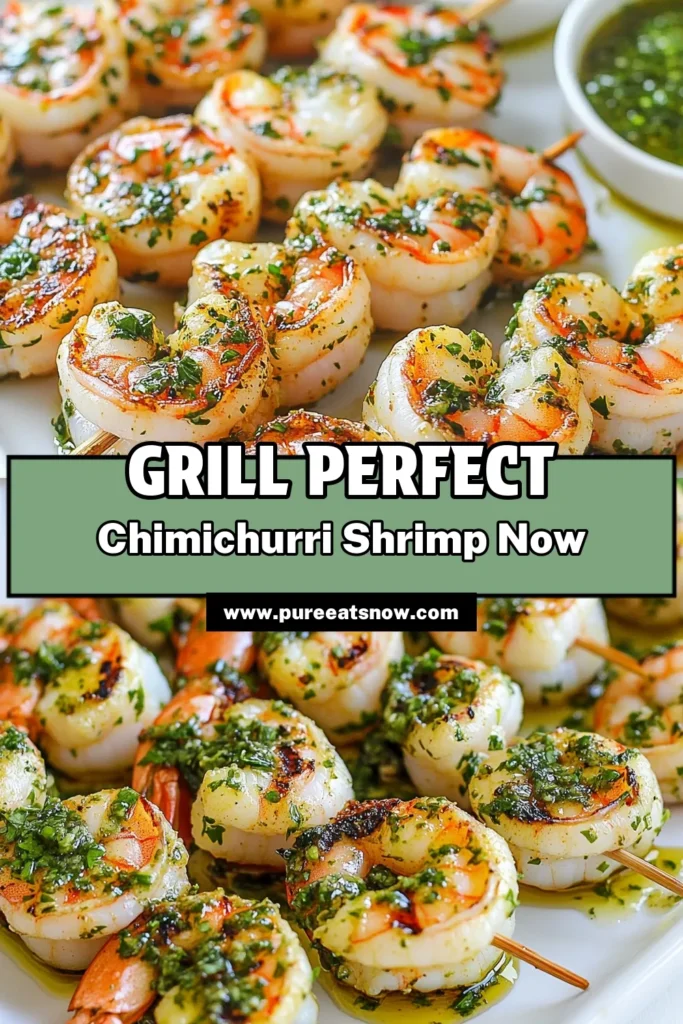 Discover the vibrant flavors of chimichurri shrimp skewers in this easy grilled shrimp recipe. Marinated to perfection and paired with a zesty chimichurri sauce recipe, these shrimp will be the star of your next BBQ. With just a few ingredients, these easy shrimp skewers are perfect for a quick meal. Try this marinated shrimp grill recipe today and elevate your grilling game! Save this recipe for your next cookout! #ChimichurriShrimpSkewers #GrilledShrimpRecipe #EasyShrimpSkewers #ChimichurriSauceRecipe