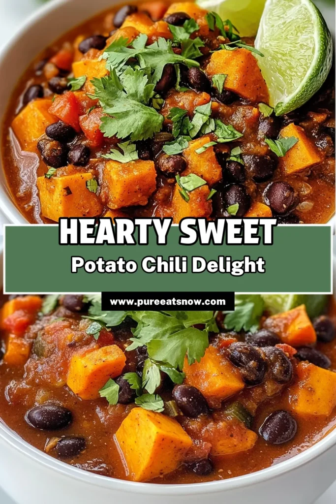 Discover the perfect vegetarian chili recipe with this Sweet Potato Black Bean Chili! Packed with flavor, this healthy chili with sweet potatoes is not only nutritious but also easy to make. Enjoy a spicy sweet potato chili that brings warmth on chilly days. With simple ingredients and effortless steps, you’ll have an easy black bean chili ready in just under an hour. Don't miss out—save this recipe now! #SweetPotatoBlackBeanChili #VegetarianChili #HealthyChili #EasyBlackBeanChili
