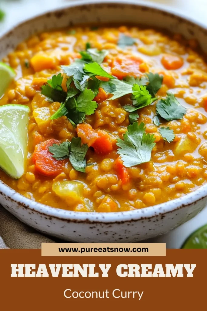 Discover a delicious creamy coconut lentil curry that’s perfect for any meal. This easy vegetarian curry recipe features red lentils, creamy coconut milk, and vibrant vegetables, making it a standout among vegan lentil recipes. Enjoy healthy coconut milk dishes that are both satisfying and nourishing. Perfect for quick weeknight dinners! Try it now and savor the flavors. Save this recipe for later! #CoconutLentilCurry #VeganRecipes #HealthyEating #VegetarianCurry
