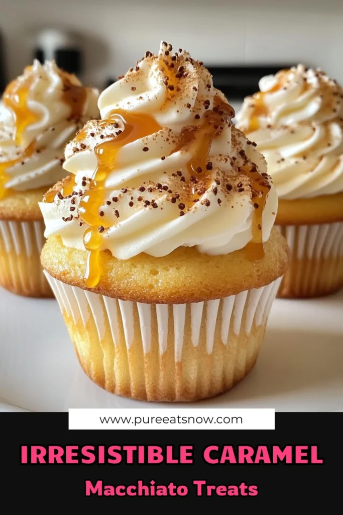 Indulge in these delicious Caramel Macchiato Cupcakes that combine the rich flavor of coffee with sweet caramel sauce. Perfect for coffee lovers, this espresso cupcake recipe is a must-try! Topped with dreamy whipped cream frosting and drizzled with caramel sauce, these coffee-flavored cupcakes are perfect for any occasion. Save this recipe for your next baking adventure! #CaramelMacchiatoCupcakes #CoffeeLovers #BakingRecipes #DessertIdeas