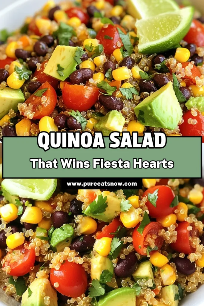 Discover the vibrant flavors of Southwest Quinoa Salad, a perfect blend of healthy ingredients. This easy quinoa salad recipe features protein-packed black beans and creamy avocado, making it a satisfying vegetarian salad with beans. Ideal for meal prep or a quick side, this healthy quinoa recipe is as delicious as it is nutritious. Try it today for a refreshing dish that everyone will love! Save this recipe for later! #QuinoaSalad #HealthyRecipes #Vegetarian #SaladRecipes
