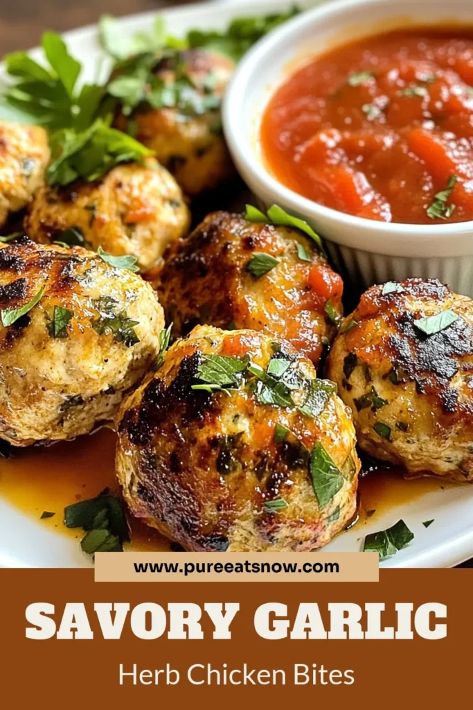Looking for a delicious and healthy meatball recipe? Try these Garlic Herb Chicken Meatballs! Made with ground chicken, fresh herbs, and filled with flavor, this easy meatball dinner is perfect for weeknights. In just 25 minutes, you can whip up homemade chicken meatballs that are sure to please the whole family. Don't forget to save this recipe for later! #GarlicHerbChickenMeatballs #HealthyMeatballRecipe #GroundChickenMeatballRecipe #EasyMeatballDinner