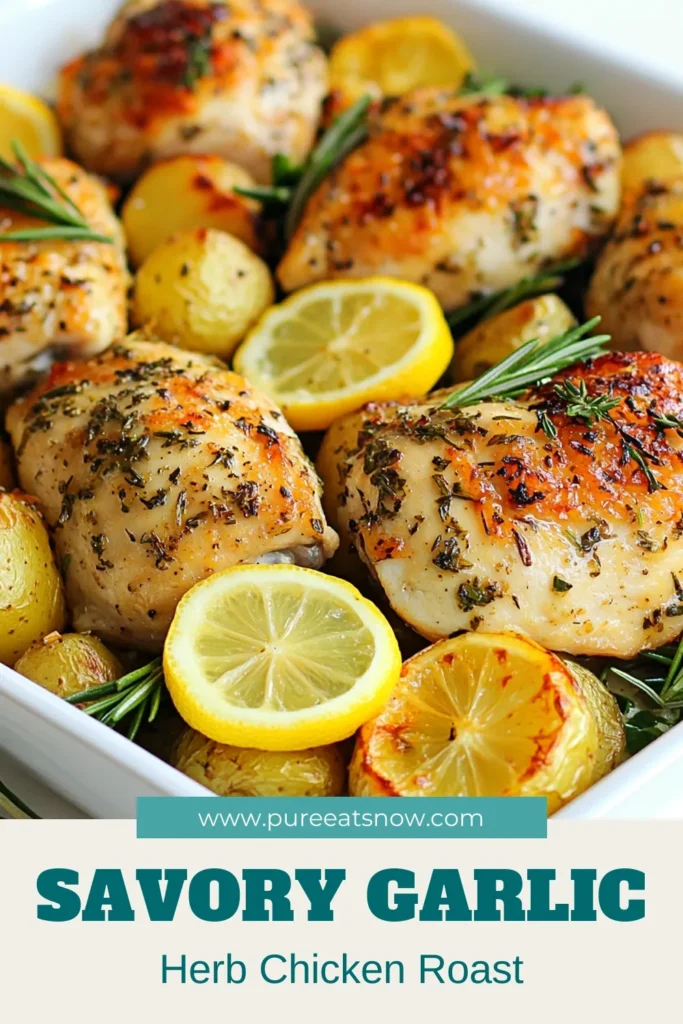 Discover this delicious Garlic Herb Chicken recipe that's perfect for an easy weeknight dinner. This oven-baked chicken and potatoes meal is a one-pan wonder that combines juicy chicken breasts and tender baby potatoes, all infused with fresh herbs and zesty lemon. It's ideal for a quick, family-friendly meal. Don't miss out—try this easy chicken dinner tonight! Save the recipe for later! #GarlicHerbChicken #OnePanMeal #EasyDinner #ChickenAndPotatoes