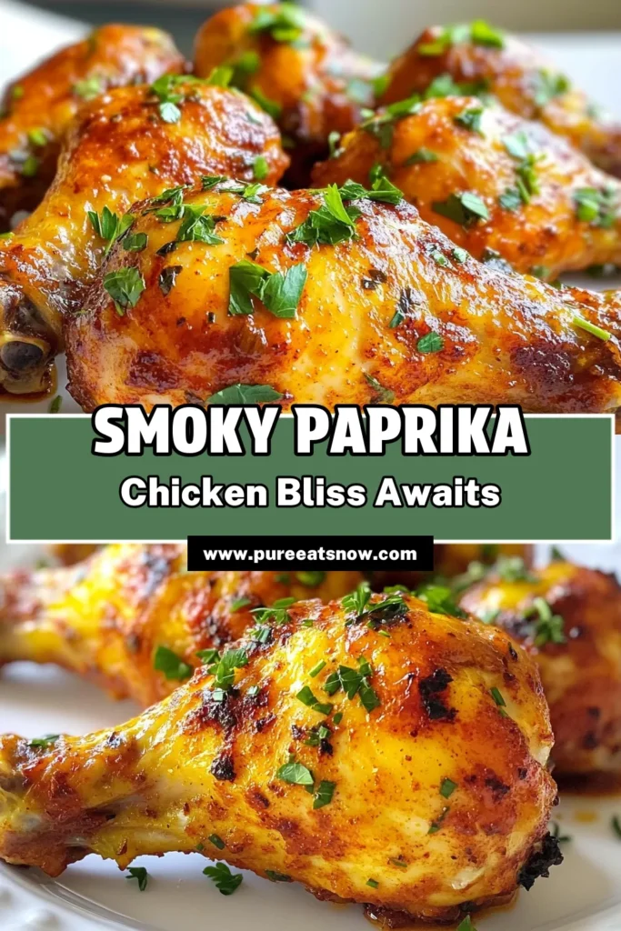 Discover the perfect easy chicken dinner recipe with these smoky paprika chicken drumsticks! Bursting with flavor from smoked paprika and a hint of spice, this roasted chicken drumsticks recipe is sure to impress. Oven baked to crispy perfection, they're ideal for family meals or special gatherings. Try this spicy chicken drumsticks dish tonight and elevate your dinner game. Save this recipe for later! #ChickenDrumsticks #EasyDinner #SmokyPaprika #OvenBakedChicken