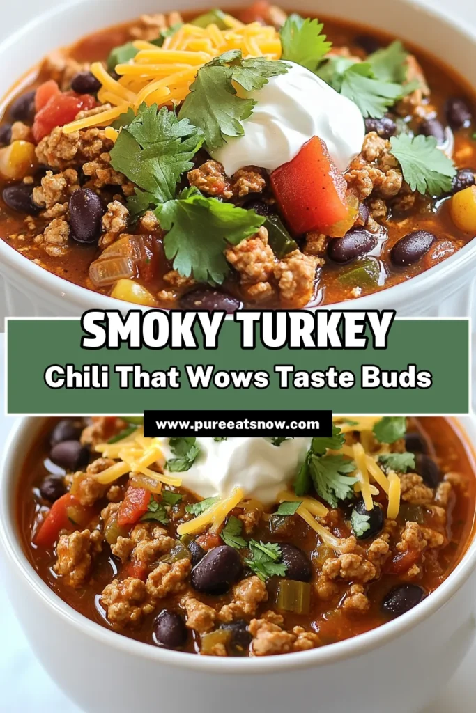 Savor the bold flavors of Smoky Chipotle Turkey Chili, an easy chili with chipotle that’s perfect for a cozy night in. This healthy turkey chili recipe features ground turkey and a mix of beans for a hearty meal everyone will love. Dive into this spicy bean chili recipe that's packed with smoky goodness! Ready in just 55 minutes, it’s a weeknight winner. Save this recipe for your next cooking adventure! #ChiliRecipes #HealthyEating #GroundTurkey #EasyMeals