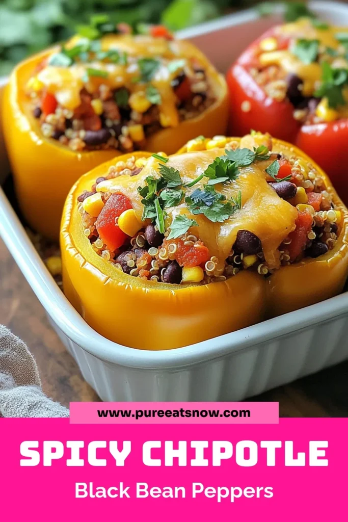 Discover a delicious way to enjoy healthy stuffed bell peppers with these flavorful Chipotle black bean stuffed peppers! This quinoa stuffed peppers recipe is perfect for anyone searching for easy black bean recipes that are vegetarian-friendly. Packed with protein and vibrant ingredients, these easy-to-make stuffed peppers will impress at any meal. Save this recipe for a nutritious dinner tonight! #ChipotleBlackBeanStuffedPeppers #HealthyStuffedPeppers #VegetarianRecipes #QuinoaStuffedPeppers