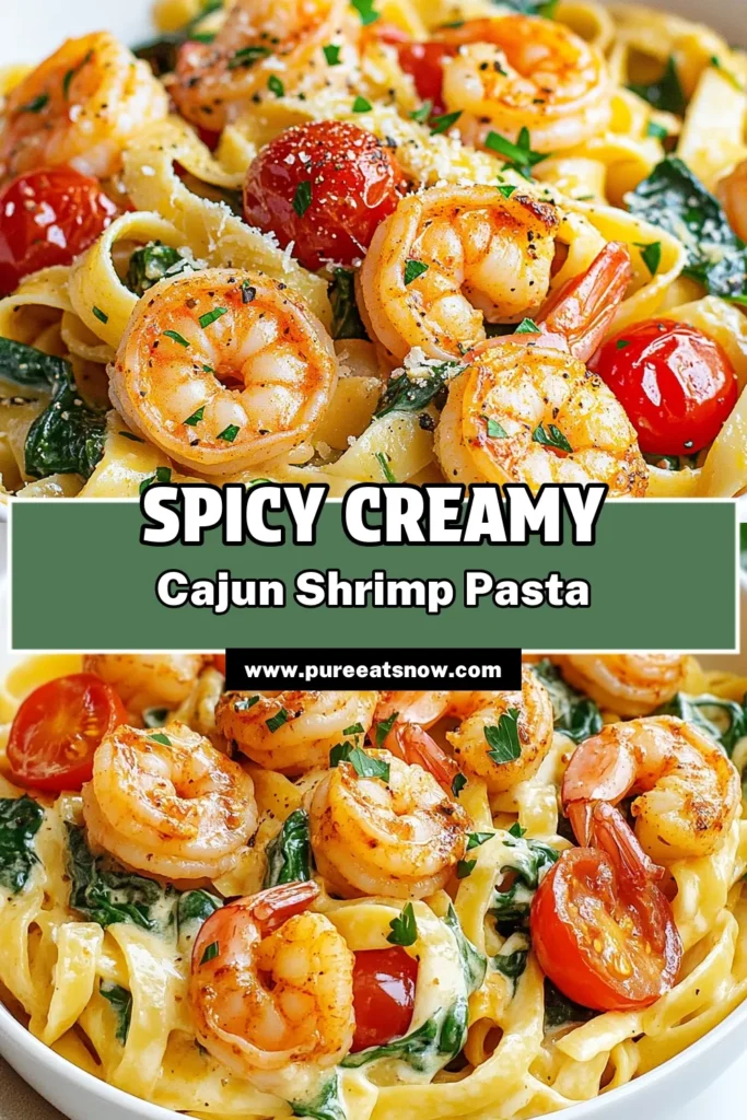 Indulge in this irresistible creamy Cajun shrimp pasta recipe that's perfect for any night. This easy Cajun pasta features succulent shrimp fettuccine tossed in a velvety sauce with cherry tomatoes and fresh spinach. Ready in just 30 minutes, it's your go-to Cajun seafood pasta dish for weeknight dinners. Try this creamy shrimp pasta tonight and impress your family! Don’t forget to save for later! #CajunShrimpPasta #CreamyShrimpPasta #EasyCajunPasta #ShrimpFettuccine
