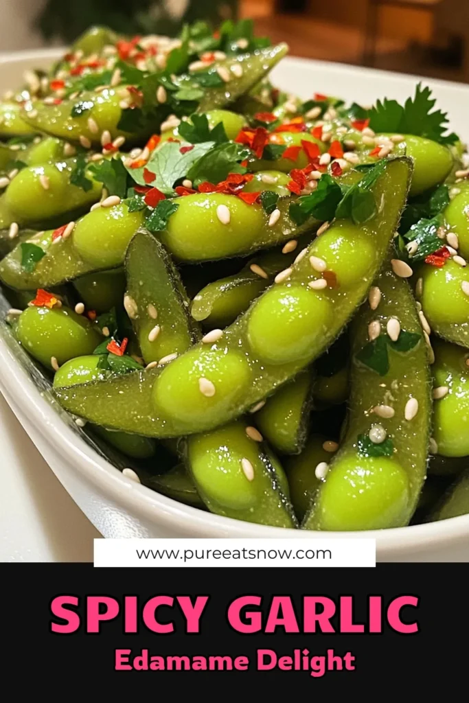 Spice up your snack game with this delicious Spicy Garlic Edamame recipe! Ready in just 15 minutes, this dish combines the heat of red pepper flakes with savory garlic, soy sauce, and a hint of lemon for a flavor explosion. Perfect as an appetizer or a healthy snack, it’s sure to impress! Click through to explore the full recipe and enjoy this easy and tasty treat today! #SpicyGarlicEdamame #HealthySnacks #EasyRecipes #YummyFood