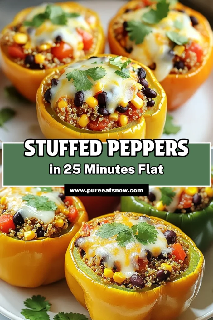 Delight your taste buds with these scrumptious Air Fryer Stuffed Peppers! Packed with quinoa, black beans, corn, and topped with melty cheese, this easy recipe brings vibrant flavors and healthy ingredients together in just 25 minutes. Perfect for a quick and nutritious meal, these stuffed peppers are a must-try. Click through for the full recipe and make dinner exciting tonight! #AirFryerRecipes #StuffedPeppers #HealthyEating #DinnerInspo