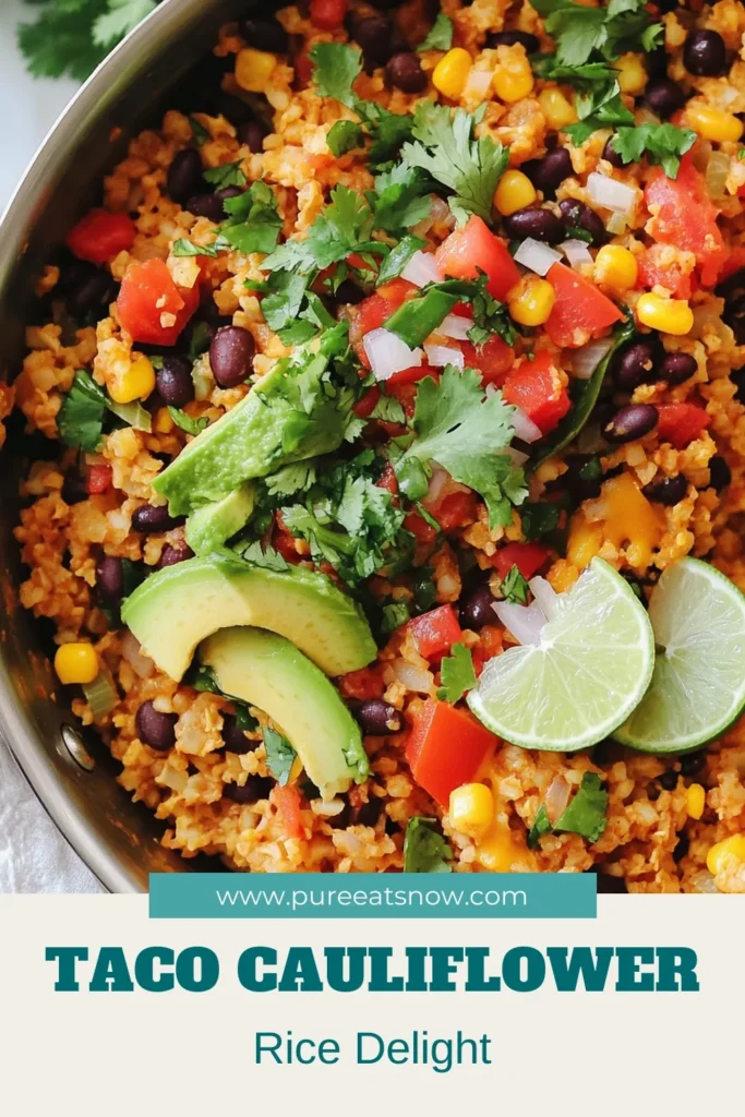 Looking for a delicious and nutritious meal? Try this Taco Cauliflower Rice Skillet, a healthy taco recipe that’s both satisfying and easy to make! This cauliflower rice dish is perfect for vegetarian lovers and makes a fantastic weeknight dinner. Packed with flavor and made in just 30 minutes, it’s a go-to for busy nights. Save this recipe and enjoy a tasty twist on tacos tonight! #TacoCauliflowerRiceSkillet #HealthyTacoRecipe #VegetarianTacoSkillet #EasyWeeknightMeals
