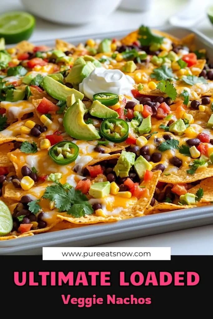 Indulge in a flavor-packed treat with Loaded Veggie Nacho Sheet Pan! This easy recipe combines crispy tortilla chips, savory black beans, vibrant veggies, and gooey melted cheeses for a perfect party snack or quick weeknight meal. Ready in just 25 minutes, it's a crowd-pleaser everyone will enjoy! Click through for the full recipe and impress your family and friends with this delicious dish! #VeggieNachos #SheetPanRecipes #EasyRecipes #SnackIdeas