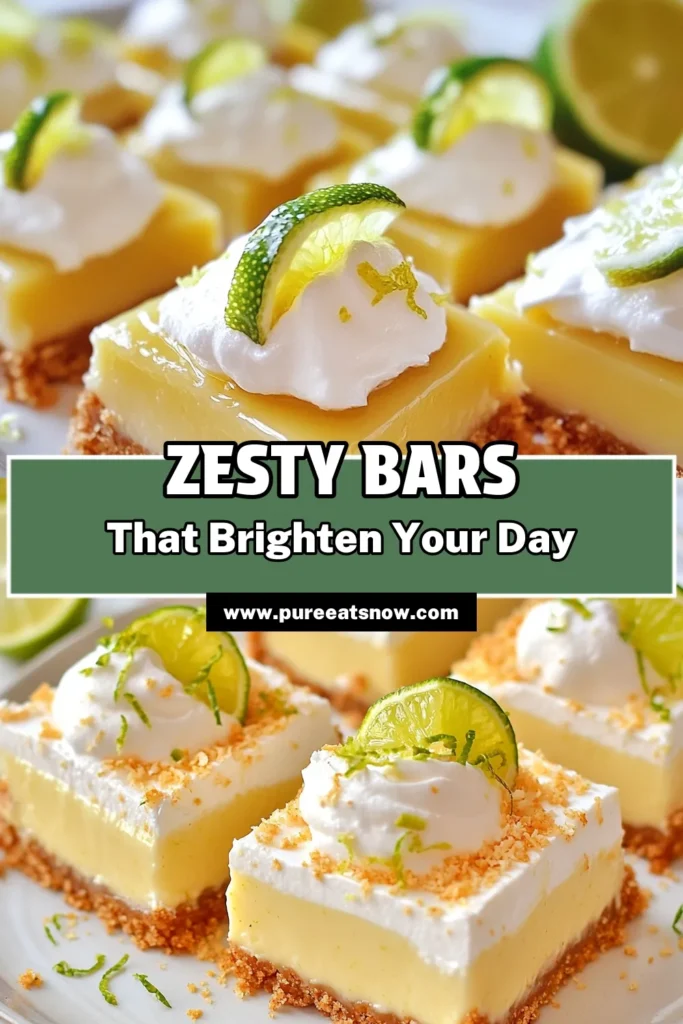 Indulge in these zesty Key Lime Pie Bars, a must-try for any dessert lover! With a delicious coconut graham cracker crust and a refreshing lime filling, this easy key lime dessert is perfect for any occasion. From summer gatherings to dinner parties, these refreshing lime desserts will wow your guests and leave them wanting more. Save this recipe and bring a taste of the tropics to your kitchen today! #KeyLimePieBars #ZestyDessertRecipes #EasyKeyLimeDessert #RefreshingLimeDesserts