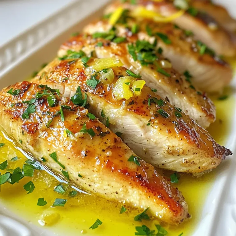 To make the garlic butter turkey tenderloin, gather these items: - 2 turkey tenderloins (about 1.5 lbs total) - 4 tablespoons unsalted butter - 4 cloves garlic, minced - 1 teaspoon dried thyme - 1 teaspoon dried rosemary - Salt and pepper to taste - Zest of 1 lemon - Juice of 1 lemon - Fresh parsley for garnish If you lack any ingredients, here are some swaps: - Use olive oil instead of butter for a lighter option. - Fresh herbs like thyme and rosemary can replace dried ones if you have them. - Lemon juice can be swapped with vinegar for a different tang. You will need some basic tools: - An oven-safe skillet to cook and bake the turkey. - A meat thermometer to check the doneness. - A cutting board and knife for slicing the tenderloins. - Paper towels for drying the turkey before seasoning. These tools will help you create a delicious and juicy meal. Enjoy the cooking process and feel free to experiment! {{ingredient_image_1}} First, gather all your ingredients. You will need two turkey tenderloins, butter, garlic, herbs, salt, and pepper. Start by preheating your oven to 375°F (190°C). This step ensures even cooking. Next, pat the turkey tenderloins dry with paper towels. This helps them brown nicely. Then, season both sides with salt and pepper. Use enough to enhance the flavor. In an oven-safe skillet, melt two tablespoons of butter over medium heat. Once the butter is melted, add the minced garlic. Sauté it for about one minute until it smells great. This is key for rich flavor. Carefully place the turkey tenderloins in the skillet. Sear them for two to three minutes on each side until golden brown. This forms a lovely crust. After searing, sprinkle dried thyme and rosemary over the turkey. These herbs add depth and aroma. Drizzle the lemon juice over the tenderloins, then add the remaining butter. The butter will melt and create a sauce. Next, transfer the skillet to your preheated oven. Bake for 20 to 25 minutes. The turkey needs to reach an internal temperature of 165°F (75°C). This step ensures your meal is safe to eat. Once done, remove the skillet from the oven. Let the tenderloins rest for about five minutes. Resting helps the juices settle. Slice the tenderloins into thick pieces for serving. Drizzle the pan juices over the sliced turkey. This adds flavor and keeps it moist. Finally, garnish with freshly chopped parsley. This adds a pop of color and freshness. Your garlic butter turkey tenderloin is now ready to impress! To keep your turkey tenderloin juicy, start by patting it dry. This helps the seasoning stick better. Use salt and pepper to season each side well. When searing, keep an eye on the time. Sear each side for 2-3 minutes until golden brown. This locks in moisture and flavor. After searing, bake in the oven at 375°F. This gentle heat cooks the turkey through without drying it out. Always check the internal temperature. It should reach 165°F for safe eating. You can enhance the flavor of your turkey with simple herbs. I love using dried thyme and rosemary for a classic taste. These herbs pair well with the garlic and lemon. The lemon zest adds a bright touch, making each bite refreshing. Don't forget to drizzle lemon juice over the turkey before baking. It adds moisture and tang. Feel free to experiment with other herbs too. Try sage or oregano for a different twist! Searing is key for great flavor. Use an oven-safe skillet for easy transfer to the oven. Melt butter over medium heat to get it hot but not smoking. Add minced garlic right after the butter melts. This will create a fragrant base. Once your garlic is fragrant, add the turkey tenderloins. Make sure not to overcrowd the pan; this helps them brown evenly. Use tongs to flip them carefully. This way, you won’t lose any juices. If they stick to the pan, give them a bit more time. They’ll release once seared well. Pro Tips Resting Time: Let the turkey tenderloins rest for at least 5 minutes after removing them from the oven. This helps the juices redistribute, making the meat more tender and flavorful. Use a Meat Thermometer: To ensure your turkey is cooked perfectly, use a meat thermometer. The internal temperature should reach 165°F (75°C) for safe consumption. Flavor Variations: Feel free to experiment with different herbs and spices. Adding a pinch of paprika or swapping thyme for oregano can give your turkey a unique twist. Pan Sauce: Don't forget to make use of the pan juices! After removing the turkey, you can add a splash of white wine or broth to the skillet and scrape up the browned bits for an easy, delicious sauce. {{image_2}} You can change the flavor of garlic butter turkey tenderloin easily. Here are some ideas: - Herb Mix: Try different herbs like oregano or basil. They add a nice twist. - Spicy Kick: Add a pinch of red pepper flakes for heat. It gives a bold flavor. - Citrus Twist: Use orange zest instead of lemon. It adds a sweet and tangy touch. - Sweet and Savory: Mix in a tablespoon of honey. It balances the garlic well. These options let you create a dish that matches your taste. Experimenting with flavors makes cooking fun. Choosing the right side dishes enhances your meal. Here are some great pairings: - Roasted Vegetables: Carrots, broccoli, and bell peppers work well. Roast them with olive oil and salt. - Mashed Potatoes: Creamy, buttery mashed potatoes add comfort. They pair perfectly with turkey. - Quinoa Salad: A fresh salad with quinoa, cucumbers, and tomatoes keeps it light and healthy. - Steamed Rice: White or brown rice soaks up the tasty pan juices. It makes every bite better. These sides complement the garlic butter flavor of the turkey. You can adjust this turkey recipe for special diets. Here are some tips: - Gluten-Free: This recipe is naturally gluten-free. Just check your butter and seasoning for any hidden gluten. - Dairy-Free: Use coconut oil or olive oil instead of butter. It keeps the dish flavorful without dairy. - Low-Carb: Serve the turkey with leafy greens or cauliflower rice. This keeps the meal low in carbs. - Paleo-Friendly: Stick to the turkey, herbs, and healthy fats. Avoid grains and legumes for a clean meal. These adjustments allow everyone to enjoy this dish. Cooking for different needs can be easy and tasty. To keep your garlic butter turkey tenderloin fresh, store it in an airtight container. Make sure to let the turkey cool to room temperature before sealing it. This step helps reduce moisture and keeps it safe. You can store it in the fridge for up to four days. If you want to enjoy it later, freezing is a great option. When it’s time to reheat your turkey, keep it moist. The best way is to use the oven. Preheat it to 350°F (175°C). Place the turkey in a baking dish and add a splash of chicken broth or water. Cover the dish with foil to lock in moisture. Heat for about 15-20 minutes or until it’s hot throughout. You can also use a microwave; just cover the turkey with a damp paper towel to keep it juicy. If you want to freeze your garlic butter turkey tenderloin, slice it first. This makes it easier to thaw and reheat later. Wrap each piece tightly in plastic wrap, then place it in a freezer bag. Remove as much air as possible. You can freeze it for up to three months. To thaw, move it to the fridge the night before you plan to eat it. Always make sure it’s fully cooked when you reheat it. It takes about 20 to 25 minutes to cook turkey tenderloin in the oven. Start by preheating your oven to 375°F (190°C). After searing the tenderloin for 2-3 minutes on each side, place it in the oven. Ensure the internal temperature reaches 165°F (75°C) for safe eating. Use a meat thermometer to check the temperature. This way, your turkey will be juicy and full of flavor. Yes, you can use frozen turkey tenderloin. Just make sure to thaw it completely before cooking. Thawing in the fridge overnight works best. You can also use the microwave for a quick thaw. However, avoid cooking it straight from frozen, as it will cook unevenly. Always check the internal temperature to ensure it is fully cooked. Garlic butter turkey tenderloin pairs well with many sides. Here are some ideas: - Steamed green beans - Roasted potatoes - Garlic mashed potatoes - A fresh garden salad - Quinoa or rice These sides will complement the rich flavors of the tenderloin. They also add color and texture to your meal. Feel free to mix and match based on your taste! In this post, we covered turkey tenderloin from start to finish. We detailed each ingredient, with substitutions and tools needed. The step-by-step guide helped with preparation and cooking methods. You learned tips for juicy results, seasoning combinations, and cooking techniques. We explored flavor variations, side dish pairings, and storage tips. Use these insights to create a delicious meal. With the right approach, your turkey tenderloin will impress everyone at the table. Enjoy your cooking journey!