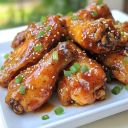 - 2 lbs chicken wings - 1/2 cup pure maple syrup - 1/4 cup Sriracha sauce - 2 tablespoons soy sauce (or tamari for gluten-free) - 2 teaspoons garlic powder - 1 teaspoon onion powder - 1 teaspoon smoked paprika - Salt and pepper to taste - 1 tablespoon sesame seeds (optional) - 2 green onions, chopped When I create Maple Sriracha Chicken Wings, I rely on a few key ingredients. The star is always the chicken wings; they soak up all the flavors. I use pure maple syrup for sweetness. This syrup balances the heat from Sriracha sauce. The Sriracha gives the wings their signature kick. Next, I add soy sauce for depth. Garlic powder and onion powder enhance the flavor base. Smoked paprika adds a subtle richness. I always adjust salt and pepper to taste. For garnishes, sesame seeds add a nice crunch. Chopped green onions bring freshness and color to the dish. Together, these ingredients make a flavor-packed experience. {{ingredient_image_1}} - Preheat the oven to 400°F (200°C). - Line a baking sheet with foil and place a wire rack on top. I always start with the oven. Preheating it is key to crispy wings. The wire rack helps the hot air flow around the wings. This makes them cook evenly. - Combine all marinade ingredients in a mixing bowl. - Whisk until completely smooth. Now, let’s make the marinade. In a big bowl, mix the maple syrup, Sriracha sauce, soy sauce, garlic powder, onion powder, and smoked paprika. Add salt and pepper to taste. Whisk it all together until smooth. This sweet and spicy sauce gives great flavor to the wings. - Coat wings in marinade and let sit for at least 30 minutes. - Arrange wings on wire rack and bake for 40-45 minutes. Next, add the chicken wings to the bowl. Toss them well in the marinade. Make sure they are fully coated. Let them marinate for at least 30 minutes. If you have more time, letting them sit overnight adds even more flavor. After marinating, take the wings and arrange them on the wire rack. Keep them in a single layer. This helps them get crispy. Bake for 40-45 minutes. Flip them halfway through for even cooking. You can broil them for the last few minutes for extra crispiness. Enjoy the wonderful aroma as they cook! To get crispy wings, use a wire rack. This helps air flow all around the wings. It keeps them from sitting in their own juices. Place the wings on the rack, so they cook evenly. Broiling them for 2-3 minutes at the end adds extra crunch. Just watch them closely to avoid burning. Marinating chicken wings is key for flavor. I recommend at least 30 minutes. For deeper taste, let them marinate overnight. The longer they sit, the more they soak up the marinade. You will taste the maple and Sriracha in every bite. Feel free to change the seasoning. You can add more spices to fit your taste. If you like heat, toss in chili powder or cayenne. For a sweeter touch, mix in extra maple syrup. Personalizing your wings makes them even more special. Enjoy the fun of creating your own flavor! Pro Tips Marinate Longer for Flavor: For the best flavor, marinate the chicken wings for at least 1 hour or overnight. This allows the marinade to penetrate the meat for a richer taste. Crispy Skin Trick: To achieve extra crispy skin, pat the wings dry with paper towels before marinating. Removing moisture helps them crisp up better in the oven. Broil for Finishing Touch: Broil the wings for the last 2-3 minutes of cooking. This will give them a beautiful char and enhance the flavors of the marinade. Garnish to Impress: Don’t skip the garnish! A sprinkle of sesame seeds and fresh green onions not only adds flavor but also makes your dish visually appealing. {{image_2}} You can switch up the flavor by using different hot sauces. Try using a smoky chipotle sauce for a deeper heat. If you want more sweetness, add honey to the marinade. This gives wings a nice glaze and sweet taste. For a quicker option, use an air fryer. Set it to 375°F (190°C) and cook the wings for 25-30 minutes. They will still be crispy and delicious. If you love grilling, summer is perfect for it. Just marinate the wings and grill them over medium heat. Flip them until they are cooked through and charred. Want a fresh twist? Add citrus zest like lemon or lime to the marinade. This adds brightness and balances the heat. You can also mix in fresh herbs like cilantro or parsley. This gives the wings a nice herbal note and makes them even tastier. To store leftover wings, let them cool first. Place the wings in an airtight container. If you have sauce left, store it separately to keep the wings crispy. They can last up to three days in the fridge. For longer storage, freeze the wings. Use a freezer-safe bag or container. Make sure to remove as much air as possible to prevent freezer burn. You can freeze them for up to three months. When ready to eat, thaw them in the fridge overnight. To reheat wings, use the oven for the best results. Preheat the oven to 350°F (175°C). Place the wings on a baking sheet and cover them with foil. Heat for about 15-20 minutes. Remove the foil for the last 5 minutes to crisp them up. You can also use an air fryer for quick reheating. Set it to 350°F (175°C) and heat for about 5-10 minutes. Enjoy those wings just like they were fresh! Yes, you can use frozen chicken wings. Just remember to thaw them first. Thawing helps the wings absorb the marinade better. You can thaw them in the fridge overnight or use the microwave. Avoid cooking frozen wings directly; they won’t cook evenly. I suggest marinating your chicken wings for at least 30 minutes. This gives the flavors time to soak in. For richer taste, marinate them overnight in the fridge. The longer they sit, the more flavor they’ll have. Just don’t go over 24 hours, as the meat can break down too much. You can serve many tasty sides with these wings. Consider carrot and celery sticks for crunch. A creamy ranch or blue cheese dip pairs well too. You might also enjoy some sweet potato fries or a fresh salad. These sides add balance to the spicy wings. In this article, we explored how to make Maple Sriracha Chicken Wings. We discussed key ingredients, from chicken wings to flavor boosters like garlic and smoked paprika. I shared preparation steps, including marinating and baking tips for crispy results. You learned about variations, storage, and reheating methods. Now, enjoy crafting your own wings. Mix flavors and find your favorite twist. With these tips in hand, you’ll create wings everyone loves. Happy cooking!