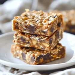 To make peanut butter oatmeal energy bars, you need simple, wholesome ingredients. Each one plays a key role in flavor and texture. Here’s what you’ll need: - 2 cups rolled oats - 1 cup natural peanut butter - 1/4 cup honey or maple syrup - 1/2 cup mashed ripe banana (about 1 large banana) - 1/2 teaspoon vanilla extract - 1/4 cup dark chocolate chips (optional) - 1/4 cup chopped nuts (almonds or walnuts) - 1/4 cup dried fruit (raisins, cranberries, or apricots) - Pinch of salt You can adjust these ingredients to match your taste. Each ingredient adds something special. For example, rolled oats provide fiber and energy. Natural peanut butter gives healthy fats and protein. Honey or maple syrup adds sweetness and binds everything together. Mashed banana keeps the bars moist and adds flavor. If you like some crunch or extra sweetness, consider the optional mix-ins. Dark chocolate chips add a rich taste, while nuts give a nice bite. Dried fruit brings a chewy texture. Remember, a pinch of salt enhances all the flavors. Feel free to play around with these ingredients. The fun is in making it your own! {{ingredient_image_1}} 1. Preheat your oven and prepare the baking dish: Set your oven to 350°F (175°C). Line an 8x8 inch baking dish with parchment paper. Leave some paper hanging over the edges. This helps you lift the bars out later. 2. Mixing the base ingredients: In a large bowl, combine 2 cups of rolled oats, 1 cup of natural peanut butter, 1/4 cup of honey or maple syrup, 1/2 cup of mashed ripe banana, and 1/2 teaspoon of vanilla extract. Stir until it is well mixed and sticky. 3. Incorporating optional ingredients: If you want, add 1/4 cup of dark chocolate chips, 1/4 cup of chopped nuts (like almonds or walnuts), and 1/4 cup of dried fruit (such as raisins, cranberries, or apricots). Mix these in well, making sure everything is evenly spread throughout. 4. Transferring mixture and pressing it down: Pour the mixture into your lined baking dish. Use a spatula or the back of a spoon to press it down firmly. Make sure it is even all around. 5. Baking time and checking for doneness: Place the dish in the preheated oven. Bake for 20 to 25 minutes, or until the edges are golden brown. Keep an eye on them to avoid over-baking. Following these steps will help you create tasty peanut butter oatmeal energy bars. These bars are easy to make and full of flavor! To achieve the right texture for your energy bars, focus on the balance of wet and dry ingredients. Use enough peanut butter and banana to keep the bars moist. If your mix feels too dry, add a splash of water or more mashed banana. You want a sticky yet firm mix that holds together. For dietary needs, you can make easy substitutions. If you're allergic to nuts, try sunflower seed butter instead of peanut butter. For a vegan version, replace honey with maple syrup. If you want gluten-free bars, ensure your oats are certified gluten-free. Adjust the sweetener to your taste, too. For serving suggestions, presentation matters. Stack the bars on a pretty plate or wrap them in parchment for a snack on the go. To make them even more appealing, sprinkle some extra chocolate chips or nuts on top. This small touch adds a pop of color and texture. Pro Tips Use Overripe Bananas: They add natural sweetness and moisture to your bars, enhancing the flavor and texture. Chill Before Cutting: After cooling, refrigerate the bars for a bit before cutting; this helps them hold their shape better. Experiment with Mix-Ins: Feel free to customize with different nuts, seeds, or spices like cinnamon to suit your taste. Store Properly: Keep the bars in an airtight container in the fridge for up to a week or freeze for longer storage. {{image_2}} You can change up the flavors in your Peanut Butter Oatmeal Energy Bars. Here are some fun ideas: - Nut butter alternatives: Try almond or cashew butter instead of peanut butter. Each nut butter brings a unique taste and texture. Almond butter adds a slight sweetness, while cashew offers a creamy finish. - Adding spices: A dash of cinnamon or nutmeg can elevate the flavor. Cinnamon gives warmth, while nutmeg adds a hint of spice. Just a pinch can make your bars more exciting. - Other mix-in ideas: Get creative with seeds like chia or flax. You can also toss in coconut flakes for a tropical twist. Dried fruits, like apricots and cranberries, also add sweetness and chewiness. Feel free to mix and match these ideas. Each variation makes the bars your own! To keep your peanut butter oatmeal energy bars fresh, follow these tips: - Room temperature storage: You can store these bars at room temperature for up to one week. Place them in an airtight container. Keep them out of direct sunlight and heat. This way, they stay tasty and chewy. - Refrigeration tips for freshness: For longer life, refrigerate your energy bars. They can last up to two weeks in the fridge. Make sure to wrap them in plastic wrap or store them in a sealed container. This keeps them moist and prevents drying out. - Freezing energy bars for longer shelf life: If you want to save some for later, freeze the bars. Wrap each bar in plastic wrap and place them in a freezer-safe bag. They can last up to three months in the freezer. When ready to eat, take them out and let them thaw for a few minutes. Enjoy them anytime! How long do these energy bars last? These energy bars last about one week at room temperature. If you store them in the fridge, they can last up to two weeks. For longer storage, freeze them. They stay good for about three months in the freezer. Can I make them vegan? Yes, you can make these bars vegan easily. Just replace honey with maple syrup. Make sure to use dairy-free chocolate chips, and you’re all set! What are the calorie counts for one bar? Each bar has around 150-200 calories, depending on the mix-ins you choose. If you add more nuts or chocolate chips, the calorie count will go up. Can I skip the banana, and will it affect the recipe? You can skip the banana, but it helps bind the bars. If you leave it out, add more peanut butter or a bit of applesauce. This keeps the bars moist and tasty. In this post, I shared how to make delicious energy bars using simple ingredients. We covered necessary items like rolled oats and peanut butter, as well as steps for preparation and baking. I offered tips to customize your bars and shared storage advice. Remember, these bars are easy to make and full of nutrition. You can try different flavors and ingredients to find what you love. Enjoy creating your energy bars, and make them your own!