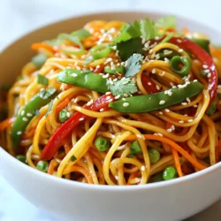 You need a mix of fresh and bold flavors to make Spicy Szechuan Noodles. Here’s what you will need: - 8 oz Szechuan noodles (or any noodle of choice) - 2 tablespoons vegetable oil - 3 cloves garlic, minced - 1 inch ginger, grated - 1 red bell pepper, sliced - 1 carrot, julienned - 1 cup snap peas - 1/4 cup Szechuan chili paste - 2 tablespoons soy sauce - 1 tablespoon rice vinegar - 1 teaspoon sesame oil - 1 tablespoon sugar - 3 green onions, chopped - 2 tablespoons toasted sesame seeds - Fresh cilantro for garnish Each ingredient adds a special touch to the dish. The Szechuan noodles are the base. They soak up the sauce well. The garlic and ginger provide depth and warmth. The veggies add crunch and color. If you can’t find Szechuan noodles, you can use other noodles. Rice noodles or egg noodles work great too. For the Szechuan chili paste, you can use sambal oelek or a mix of red pepper flakes with soy sauce. This keeps the spice but changes the flavor a bit. If you prefer less heat, reduce the chili paste. You can also add more veggies like broccoli or mushrooms. They will blend in well and add more nutrients. Using fresh ingredients is key to a great dish. Fresh veggies like bell peppers and snap peas add crunch and flavor. Fresh garlic and ginger bring out strong aromas that make your kitchen smell amazing. They also enhance the taste, making it richer and more satisfying. When you use fresh ingredients, you get better texture and taste. So, always choose the freshest produce you can find. It truly makes a difference in your cooking! {{ingredient_image_1}} Start by boiling a large pot of salted water. Add 8 oz of Szechuan noodles. Cook them according to the package instructions. This usually takes about 3-5 minutes. Once they’re tender, drain the noodles. Rinse them under cold water to stop the cooking. Set the noodles aside for later. In a large skillet or wok, heat 2 tablespoons of vegetable oil over medium-high heat. Add 3 cloves of minced garlic and 1 inch of grated ginger. Stir-fry them for about 30 seconds until they smell great. Next, toss in 1 sliced red bell pepper, 1 julienned carrot, and 1 cup of snap peas. Stir-fry these for 3-4 minutes until they are crisp but tender. In a small bowl, mix 1/4 cup of Szechuan chili paste, 2 tablespoons of soy sauce, 1 tablespoon of rice vinegar, 1 teaspoon of sesame oil, and 1 tablespoon of sugar. Stir this mixture until it is well combined. Add the cooked noodles into the skillet with the veggies. Pour the Szechuan sauce over the noodles. Toss everything together well. Make sure the noodles get coated with the sauce. Cook for an additional 2-3 minutes to heat everything through. Remove the skillet from heat. Toss in 3 chopped green onions. Plate the noodles in bowls. Garnish with 2 tablespoons of toasted sesame seeds and fresh cilantro. Enjoy your spicy Szechuan noodles! To adjust the spice level of your Szechuan noodles, you have options. Start with less Szechuan chili paste if you prefer a milder taste. You can always add more later. If the dish becomes too spicy, add a little sugar or extra vegetables. This will help balance the heat. You can also serve yogurt or sour cream on the side for a cooling effect. Stir-frying is key for this dish. Use a large skillet or wok for space. Heat the oil well before adding ingredients. This helps cook them fast while keeping them crisp. Keep the heat high but not too high to burn the garlic. Stir constantly to avoid sticking. Cook each vegetable just until tender, not mushy. Always prep ingredients ahead of time; stir-frying goes quickly! Presentation matters! Serve your noodles in bowls for an inviting look. Top with chopped green onions and toasted sesame seeds. Fresh cilantro adds color and flavor, making the dish pop. You can also add lime wedges for a zesty finish. This makes your meal look gourmet while adding extra taste. Enjoy your delicious, colorful Spicy Szechuan Noodles! Pro Tips Choose the Right Noodles: For an authentic Szechuan experience, opt for fresh Szechuan noodles if available. They have a unique texture that enhances the dish. Adjust the Spice Level: If you prefer a milder dish, reduce the amount of Szechuan chili paste or add it gradually to taste. You can always add more, but it's hard to take it out! Add Protein: Consider adding protein such as chicken, shrimp, or tofu to make the dish heartier. Simply stir-fry the protein before adding the vegetables. Garnish Generously: Fresh cilantro and toasted sesame seeds add flavor and texture to the dish. Don't skip the garnish for the best presentation and taste! {{image_2}} To make Spicy Szechuan Noodles vegetarian, just skip the meat. You can use tofu for protein. Firm tofu works best. Simply cube it and stir-fry it with your veggies. For vegan noodles, ensure your sauces, like soy sauce, are plant-based. You can swap the sugar for maple syrup or agave. This keeps the dish tasty and cruelty-free. If you need gluten-free noodles, you have options. Look for rice noodles or gluten-free pasta. Many brands offer great alternatives. Just check the labels to ensure they fit your diet. For sauce, use tamari instead of soy sauce. This swap keeps the flavor while being gentle on your stomach. Feel free to get creative with your Szechuan Noodles. Some popular add-ins include: - Cooked chicken or shrimp for extra protein - Broccoli or bok choy for more greens - Cashews or peanuts for crunch You can also adjust the spice level. Add more chili paste for heat or less for a milder flavor. Enjoy your personal twist on this spicy dish! Store your leftover Spicy Szechuan Noodles in an airtight container. Make sure to cool them down first. They will stay fresh for up to three days in the fridge. Keep them away from strong-smelling foods to avoid odor transfer. To reheat, you can use the microwave or a skillet. If you use the microwave, heat them in short bursts. Stir in between to ensure even heating. If using a skillet, add a splash of water or oil. Heat over medium-low until warm. This keeps the noodles from drying out. You can freeze the Szechuan Noodles if you want to save some for later. Place them in a freezer-safe bag or container. Make sure to remove as much air as possible. They can last up to two months in the freezer. When ready to eat, thaw them in the fridge overnight before reheating. Szechuan noodles are spicy due to Szechuan chili paste. This paste has hot peppers and other spices. It gives the dish its bold heat. You can adjust the spice by adding more or less paste. If you want a milder flavor, use less chili paste. The balance of heat and flavor makes this dish exciting. You can find authentic Szechuan noodles at Asian grocery stores. Look for fresh or dried Szechuan noodles in the pasta aisle. Some stores may also sell them online. If you can’t find Szechuan noodles, any Asian noodle will work. Just make sure they are thin and can soak up the sauce well. You can prepare the Szechuan noodles in advance. Cook the noodles and store them in the fridge. Keep the sauce and veggies separate until you are ready to serve. When you are ready, simply stir-fry the veggies, add the sauce, and mix in the noodles. This method keeps everything fresh and tasty. Enjoy your meal at any time! Spicy Szechuan noodles combine bold flavors and fresh ingredients for a delightful meal. I covered key ingredients, step-by-step cooking, and tips to adjust spice levels. Storage options ensure you enjoy leftovers later. Whether you choose vegetarian, gluten-free, or customized versions, the dish is fun to make and share. Embrace your inner chef and explore variations to suit your taste. Szechuan noodles are not just a meal; they are an adventure in flavor. Enjoy creating a dish that excites your taste buds!