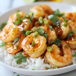 - 1 pound large shrimp, peeled and deveined - 3 tablespoons sweet chili sauce - 4 cloves garlic, minced - 1 tablespoon fresh ginger, grated - 2 tablespoons soy sauce - 1 tablespoon sesame oil - 1 tablespoon lime juice - 2 green onions, thinly sliced - 1 teaspoon red pepper flakes (adjust for heat) - Fresh cilantro, for garnish - Cooked jasmine rice or quinoa, for serving The large shrimp are the star of this dish. You can use fresh or frozen shrimp. If you prefer a different protein, try chicken or tofu instead. Sweet chili sauce gives a nice sweet and spicy taste. If you have a spicy chili sauce, that can work too. For soy sauce, you can use tamari for a gluten-free option. The sesame oil adds a rich, nutty flavor. If you do not have sesame oil, olive oil can be a good substitute. Fresh ginger adds a warm taste, but you can skip it if you don’t have any. Lime juice brightens the dish. If you can’t find fresh lime, bottled lime juice is fine. Each serving of Sweet Chili Garlic Shrimp provides: - Calories: 300 - Protein: 25g - Carbohydrates: 20g - Fat: 15g - Fiber: 2g - Sugar: 6g This meal is high in protein and low in carbs, making it a healthy choice. The fresh ingredients also add vitamins and minerals to your plate. {{ingredient_image_1}} To start, grab a large mixing bowl. Add the sweet chili sauce, minced garlic, grated ginger, soy sauce, sesame oil, lime juice, and red pepper flakes. Mix these ingredients well. This marinade gives the shrimp its sweet and spicy kick. Next, it’s time for the shrimp. Add the peeled and deveined shrimp to the marinade. Stir gently to coat each shrimp evenly. Let them marinate for about 15-20 minutes. This soaking time allows the shrimp to soak up all the yummy flavors. Now, heat a large skillet over medium-high heat. Once it’s hot, add the marinated shrimp and the marinade. Cook the shrimp for about 2-3 minutes on one side. Flip them and cook for another 2-3 minutes. The shrimp should turn pink and opaque. Be careful not to overcook them, as they can get tough. Remove the skillet from heat and sprinkle sliced green onions on top. Toss everything gently to combine. Serve your sweet chili garlic shrimp over jasmine rice or quinoa, and add fresh cilantro for a tasty touch. To keep shrimp tender, cook them just right. Shrimp cook fast. They turn pink and opaque when done. Aim for 2-3 minutes on each side. If you cook them too long, they get rubbery. Keep a close eye on your shrimp while they cook. Marinating shrimp adds great flavor. Mix your marinade well before adding shrimp. A good soak takes about 15-20 minutes. Don't go longer than that. If shrimp sit too long, they can become mushy. Always refrigerate your marinade while the shrimp soak. Using the right tools makes cooking easier. A large skillet works best for this dish. A non-stick or cast-iron skillet helps prevent sticking. Use tongs to flip shrimp easily. A good spatula also helps when mixing. Gather these tools for a smooth cooking process. Pro Tips Marinate for Maximum Flavor: Allow the shrimp to marinate for at least 15-20 minutes. This helps the shrimp absorb all the delicious flavors from the marinade. Adjusting Heat Level: If you prefer a milder dish, reduce the amount of red pepper flakes or omit them entirely. You can always add more heat later if desired. Don’t Overcook the Shrimp: Keep an eye on the shrimp while cooking. They only need 2-3 minutes per side. Overcooking can make them rubbery and tough. Garnish for Freshness: Always finish with fresh cilantro and green onions. This adds a burst of color and freshness that elevates the dish. {{image_2}} You can boost the taste of Sweet Chili Garlic Shrimp by adding veggies. Bell peppers, snap peas, or broccoli work great. Slice them thinly to cook fast. Add them to the skillet when you cook the shrimp. This way, they soak up the sauce. You get more color and nutrition in your meal. Plus, it makes the dish look more inviting. If you want to change it up, use other proteins. Chicken, tofu, or scallops can replace shrimp. For chicken, cut it into bite-sized pieces. Marinate and cook just like the shrimp. Tofu should be firm and pressed to remove water. Cook until it's golden for the best texture. Scallops cook quickly, so watch them closely. Each protein brings a new taste to the dish! You can adjust the heat to fit your taste. The red pepper flakes give a nice kick. If you want it milder, use less or skip them. For extra heat, add chopped fresh chili peppers. Sriracha or hot sauce can also work. Start small and taste as you go. This dish should fit your spice preference perfectly! For Sweet Chili Garlic Shrimp, I love serving jasmine rice or quinoa. They soak up the sauce well and add a nice touch. You can also try steamed broccoli or bell peppers. Their crunch pairs well with the shrimp’s tender texture. For a fresh twist, consider a simple green salad with a light dressing. The crispness of the greens balances the dish perfectly. Presentation matters in cooking! I often sprinkle fresh cilantro over the shrimp for color. Thinly sliced green onions add a nice pop too. You can also add lime wedges on the side. This gives a fresh burst of flavor when squeezed. A sprinkle of sesame seeds can add a fun crunch. These small touches make your dish look and taste great. When it comes to drinks, I suggest a crisp white wine, like Sauvignon Blanc. Its acidity complements the sweet and spicy shrimp. If you prefer non-alcoholic, try iced green tea. It’s refreshing and balances the flavors well. For a fun twist, a light ginger ale can enhance the dish's zing. Choose a drink that you enjoy to make this meal even better! Yes, you can prepare the marinade in advance. Mix the sweet chili sauce, garlic, ginger, soy sauce, sesame oil, lime juice, and red pepper flakes. Store it in the fridge for up to two days. Just add the shrimp when you are ready to cook. However, marinating shrimp overnight can make them too salty. Large shrimp work best for this dish. They hold up well during cooking and have a nice bite. Look for shrimp that are fresh or frozen, peeled, and deveined. If you can, buy shrimp with the shell on for better flavor. To add more heat, increase the red pepper flakes. You can also add fresh sliced chili peppers. If you prefer a sauce, mix in some hot sauce or sriracha. Adjust the spice level to suit your taste. Store leftovers in an airtight container. They will stay fresh for up to three days in the fridge. You can reheat them in a skillet over low heat. Add a splash of water or broth to keep them moist. Yes, this dish can be gluten-free. Use gluten-free soy sauce or tamari as a substitute. Check the sweet chili sauce label to ensure it is gluten-free. With these changes, you can enjoy a flavorful meal without gluten. This blog post covered key ingredients for sweet chili garlic shrimp, how to prepare them, and cooking tips. I shared ways to avoid overcooking, suggested equipment, and variations to fit your taste. You can add veggies or switch proteins for more flavor. For serving, I included side dishes and garnishing ideas to impress. Remember, cooking shrimp right is key. Enjoy this dish with friends or family and make it your own. Happy cooking!
