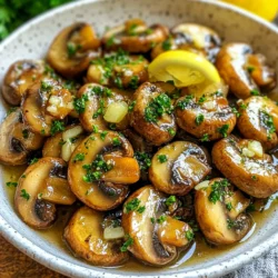 To make garlic butter mushrooms, you need: - 500g fresh button mushrooms, cleaned and stems trimmed - 4 tablespoons unsalted butter - 4 cloves garlic, minced - 2 tablespoons fresh parsley, finely chopped - 1 tablespoon lemon juice - Salt and pepper to taste - Pinch of red pepper flakes (optional for heat) If you don’t have some ingredients, here are a few swaps: - Use olive oil instead of butter for a lighter option. - Any type of mushroom works, like cremini or shiitake. - Swap parsley with basil or thyme for a different flavor. - For a vegan version, replace butter with vegan margarine. When choosing mushrooms, look for these signs of freshness: - Choose mushrooms that are firm and plump. - Check for a smooth, clean surface. - Avoid mushrooms with dark spots or moisture. - Smell them; they should have a fresh, earthy scent. - Buy from a trusted source for the best quality. {{ingredient_image_1}} Start with 500 grams of fresh button mushrooms. Clean them under cold water gently. Make sure to trim the stems. Dry them well with a paper towel. This step is key. Wet mushrooms won’t brown well. Heat 4 tablespoons of unsalted butter in a large skillet. Set the heat to medium. Wait until the butter melts and bubbles. Then, add 4 minced garlic cloves. Sauté for one minute. Keep an eye on the garlic so it doesn’t burn. Next, increase the heat to medium-high. Add the cleaned mushrooms to the skillet. Sauté for 5 to 7 minutes. Stir occasionally until they turn golden brown and tender. Once the mushrooms are cooked, season them with salt, pepper, and optional red pepper flakes for heat. Stir well to mix all flavors. Remove the skillet from the heat. Add 2 tablespoons of fresh parsley and 1 tablespoon of lemon juice. This adds a nice, bright touch. Taste the mushrooms. Adjust the seasoning if needed. You can add more salt or lemon juice. Serve them warm and enjoy the rich garlic butter flavor! To get the best flavor from your mushrooms, use a large skillet. The heat needs to circulate. Start with medium heat to melt the butter. Make sure the butter is hot but not burned. Add the garlic first to bring out its taste. After a minute, add the mushrooms. They should sizzle when they hit the pan. Stir them every few minutes to avoid burning. This helps them brown evenly. For extra flavor, add a pinch of red pepper flakes. This gives a nice kick. You can also try adding thyme or rosemary. Fresh herbs add depth and aroma. If you want a bit of tang, squeeze more lemon juice at the end. It brightens the dish and balances the rich butter. Always taste as you go. Adjust salt and pepper to your liking for the best results. One mistake is overcrowding the pan. If you add too many mushrooms, they will steam instead of sauté. This makes them soggy. Another mistake is cooking at too low heat. This prevents the mushrooms from browning nicely. Lastly, avoid adding seasoning too early. The salt can draw out moisture and make them watery. Season at the end for the best texture and flavor. Pro Tips Choose Fresh Mushrooms: Always opt for fresh, firm mushrooms for the best flavor and texture. Avoid any that are slimy or have dark spots. Control the Heat: Sauté the garlic over medium heat to prevent burning; burnt garlic can turn bitter and ruin the dish. Enhance Flavor with Acidity: A splash of lemon juice brightens the dish; consider adding a splash of white wine for an extra depth of flavor. Serving Suggestions: Pair these mushrooms with crusty bread, pasta, or as a topping for grilled meats for a delightful meal. {{image_2}} You can change the flavor by adding herbs and spices. Try thyme or rosemary for a warm taste. Oregano gives a nice twist, too. For a kick, add a bit of cayenne pepper. Fresh herbs add a bright touch. Mix in basil for a fresh summer vibe. You can even use dill for a unique flavor. Button mushrooms are great, but other kinds work well, too. You can use cremini mushrooms. They have a deeper flavor. Shiitake mushrooms bring a rich taste and a nice chew. Portobello mushrooms are perfect for a meatier bite. You can slice them or use them whole. Each type adds its own charm to the dish. If you're vegan, swap the butter for olive oil or vegan butter. The taste remains rich and delicious. You can also add nutritional yeast for a cheesy flavor. This gives your dish a savory depth. Use the same amounts as in the original recipe. The mushrooms will still shine in this tasty vegan version. After enjoying garlic butter mushrooms, you may have some left. Let them cool down first. Then, place them in an airtight container. Store the container in the fridge. They will stay fresh for about three days. This helps keep the flavors intact. To reheat your mushrooms, use a skillet. Heat it over medium-low heat. Add a small pat of butter to the pan. Once the butter melts, add the mushrooms. Stir them gently until they are warm. This method keeps them tender and tasty. If you want to freeze garlic butter mushrooms, follow these steps. First, let them cool completely. Then, spread them on a baking sheet in a single layer. Freeze for about an hour. After that, transfer them to a freezer bag. Remove as much air as possible. They can last up to three months in the freezer. When you are ready to eat, thaw them in the fridge overnight before reheating. Yes, you can use dried mushrooms. They add great flavor but need soaking. Soak them in warm water for 20 to 30 minutes. After soaking, drain and add them to your dish. Keep in mind, dried mushrooms have a stronger taste than fresh ones. You may need to adjust the amount you use. To clean mushrooms, use a damp cloth or a soft brush. This method removes dirt without adding water. Avoid soaking them in water, as mushrooms absorb it and become soggy. Trim any tough stems with a sharp knife. Keeping them dry helps maintain their flavor and texture. To make garlic butter mushrooms less oily, reduce the butter amount. Start with 2 tablespoons instead of 4. You can also add a splash of vegetable broth for moisture. This keeps the mushrooms juicy without too much fat. Lastly, cook them on medium heat to avoid excess oil. We explored key ingredients for garlic butter mushrooms, plus how to select fresh mushrooms. I shared the step-by-step process, cooking tips, and common mistakes to avoid. Don't forget the variations you can try and how to store extras for later. In closing, making delicious garlic butter mushrooms is easy with these tips. Enjoy experimenting and finding your favorite twist!