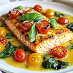 To make Tuscan salmon in cream sauce, gather these ingredients: - 4 salmon fillets - 2 tablespoons olive oil - 3 cloves garlic, minced - 1 cup cherry tomatoes, halved - 1 cup fresh spinach - 1 cup heavy cream - 1 teaspoon Italian seasoning - Salt and black pepper to taste - Fresh basil leaves for garnish - Grated Parmesan cheese for serving You will need a few key tools for this recipe: - Large skillet - Spatula - Knife - Cutting board - Measuring cups and spoons Choosing fresh ingredients makes a big difference in taste. Here are some tips: - Salmon: Look for bright, moist fillets. The flesh should be firm and smell clean. - Cherry Tomatoes: Pick tomatoes that are bright and firm. Avoid any that feel soft or have blemishes. - Spinach: Choose spinach with vibrant green leaves. It should not be wilted or yellow. - Cream: Use heavy cream for a rich sauce. Check the expiration date for freshness. By following these tips, you can ensure your dish is not just delicious but also fresh and vibrant. {{ingredient_image_1}} To start, heat 2 tablespoons of olive oil in a large skillet over medium heat. When the oil is hot, add 4 salmon fillets. Season them with salt and black pepper. Sear each fillet for about 4-5 minutes on one side. Flip them and cook for another 4-5 minutes. You want them golden brown and cooked through. Once done, remove the fillets from the skillet and set them aside. This step gives the salmon a nice crust and flavor. In the same skillet, add 3 cloves of minced garlic. Sauté the garlic for about 30 seconds. You want it fragrant but not burnt. Next, add 1 cup of halved cherry tomatoes and 1 teaspoon of Italian seasoning. Cook these for about 3-4 minutes. You want the tomatoes to soften a bit. After that, stir in 1 cup of fresh spinach. Let it wilt for about a minute. Then, pour in 1 cup of heavy cream. Stir well and let it simmer for 2-3 minutes. This thickens the sauce slightly and blends the flavors. Now, it’s time to bring it all together. Return the salmon fillets to the skillet, spooning the cream sauce over each piece. Allow everything to warm through for another minute. Taste the sauce and adjust the seasoning with more salt and pepper if needed. To serve, place the salmon on a plate with the creamy sauce. Garnish with fresh basil leaves and a sprinkle of grated Parmesan cheese. This adds a nice touch and makes it look appealing. Enjoy your delicious Tuscan salmon! To get the best sear on salmon, start with dry fish. Pat it with a paper towel. This helps the skin crisp up nicely. Heat your olive oil in a hot skillet. You want it to shimmer. Place the salmon skin-side down first. Let it cook without moving it for 4-5 minutes. This helps build a nice crust. Flip it gently, and cook the other side for another 4-5 minutes. A good sear gives the salmon great flavor. To thicken your cream sauce, let it simmer gently. After adding the heavy cream, stir often. It will start to thicken in about 2-3 minutes. If you want it thicker, add a bit more cream. For added depth, you can sprinkle in some grated Parmesan cheese. It melts nicely and thickens the sauce. Taste it as you go. Adjust with salt and pepper for the best flavor. Serve your Tuscan salmon on a bed of the creamy sauce. Add extra cherry tomatoes and spinach around the plate. This adds color and texture. Pair it with a side of garlic bread for a complete meal. A light salad with lemon vinaigrette goes well too. For a drink, try a crisp white wine. It complements the flavors beautifully. Enjoy your delicious dinner! Pro Tips Use Fresh Ingredients: Fresh salmon and seasonal vegetables will elevate the flavor of your dish significantly. Perfectly Cooked Salmon: For best results, use a thermometer to ensure the salmon reaches an internal temperature of 145°F (63°C). Customize the Sauce: Feel free to add other herbs or spices like red pepper flakes for a bit of heat, or lemon zest for brightness. Serve Immediately: This dish is best enjoyed fresh, so serve it right after cooking for the creamiest texture and vibrant flavors. {{image_2}} If you can't find salmon, don’t worry! You can use other fish. Here are some great options: - Trout: It has a similar taste and texture. - Tilapia: This fish is mild and cooks quickly. - Cod: It holds up well in sauces and has a firm texture. Choose a fish that you enjoy. Adjust cooking times based on the thickness of the fillets. You can change the flavor with different spices and herbs. Here are some ideas: - Lemon Zest: Add this for a fresh twist. - Capers: These add a nice briny touch. - Red Pepper Flakes: If you like heat, sprinkle some in. You can also mix in other vegetables, like bell peppers or zucchini. Get creative and make it your own! If you want a dairy-free meal, it's easy to swap out ingredients. Try these tips: - Coconut Cream: Use this instead of heavy cream for a rich flavor. - Nut Milk: Almond milk or oat milk can work too. Just add a thickener like cornstarch. - Nutritional Yeast: This gives a cheesy taste without dairy. With these swaps, you can enjoy a tasty, creamy dish without the dairy! To store leftovers, let the dish cool first. Place the salmon in an airtight container. Make sure to separate the salmon from the sauce to keep it fresh. Use the leftovers within three days for the best flavor. When reheating, you can use a skillet or microwave. If using a skillet, warm it on low heat. Add a splash of cream to keep the sauce smooth. Stir gently to avoid drying out the salmon. In the microwave, heat in short bursts. Check often to ensure it warms evenly. You can freeze this dish, but it’s best to freeze the salmon and sauce separately. Use freezer-safe containers and label them with the date. The salmon is best used within two months. To thaw, place it in the fridge overnight. Reheat as mentioned above for the best taste. Yes, you can use frozen salmon. Just thaw it first. Place it in the fridge overnight or run it under cold water. Once thawed, pat it dry before cooking. This helps the salmon sear better. The taste will still be great! If you need a substitute, try using coconut milk or cashew cream. These options provide creaminess without dairy. You can also use half-and-half or whole milk. Just know that the sauce may be less thick. Adjust cooking time to get the right texture. To check if salmon is cooked, look for its color. It should be opaque and flake easily with a fork. The internal temperature should reach 145°F (63°C). Use a food thermometer for accuracy. If it’s not done, cook it a bit longer. This guide covers all you need for a great salmon dish. We explored essential ingredients, gear, and tips for the freshest picks. You learned step-by-step instructions for preparing the salmon, making the cream sauce, and serving. I shared tips for perfect searing, thickening sauce, and suggested pairings. You also discovered fun variations and how to store leftovers. Enjoy cooking your salmon dish, and remember to experiment with your flavors. Happy cooking!