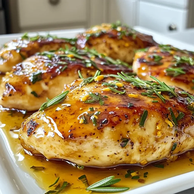 To make Maple Dijon Chicken Breasts, you need simple and fresh ingredients. Here’s what you will need: - 4 boneless, skinless chicken breasts - 1/4 cup pure maple syrup - 2 tablespoons Dijon mustard - 2 tablespoons olive oil - 2 cloves garlic, minced - 1 teaspoon fresh rosemary, chopped (or 1/2 teaspoon dried) - Salt and pepper to taste - Fresh parsley for garnish (optional) These ingredients come together to create a sweet and tangy glaze that makes the chicken juicy and flavorful. The maple syrup adds a nice sweetness, while the Dijon mustard brings a hint of spice. Garlic and rosemary enhance the overall taste. Using fresh ingredients helps you achieve the best flavor. Enjoy gathering these items before you start cooking! {{ingredient_image_1}} - Preheat the oven to 425°F (220°C). - Grease the baking dish with olive oil. Starting with a hot oven makes sure your chicken cooks well. Coating your dish helps prevent sticking. - Whisk together maple syrup, Dijon mustard, olive oil, garlic, rosemary, salt, and pepper. This step adds a sweet and tangy flavor to the chicken. The garlic and rosemary give it a fresh taste. Mix until smooth; this ensures even flavor. - Coat the chicken breasts with the mixture. - Marinate for flavor enhancement. - Bake and baste for optimal taste. Place the chicken in the dish and pour the mixture over it. Make sure each piece gets coated well. If you have time, let it marinate for 15-20 minutes. This helps the flavors soak in. Bake the chicken for 20-25 minutes until it reaches 165°F (75°C). Baste with the sauce halfway through to keep it moist. Enjoy the rich taste! Marinate the chicken for 15-20 minutes. This time helps the flavors soak in well. The maple syrup and Dijon mustard create a perfect blend. You can even marinate it longer for a richer taste. Basting is key when baking. Halfway through cooking, spoon some sauce over the chicken. This adds moisture and flavor. After baking, let the chicken rest for about 5 minutes. This step keeps the chicken juicy and tender. Garnish with fresh parsley for a pop of color. You can also serve the chicken with rice or roasted veggies. These sides complement the sweet and tangy taste of the dish. Try adding a salad for some crunch and freshness. Pro Tips Marinate for Maximum Flavor: Allow the chicken to marinate for at least 20 minutes, or even up to an hour if you have the time. This enhances the flavor and makes the chicken more tender. Use a Meat Thermometer: To ensure your chicken is perfectly cooked, use a meat thermometer. The internal temperature should reach 165°F (75°C) for safe consumption. Choose Quality Maple Syrup: Use pure maple syrup for the best flavor. Avoid imitation syrups as they can alter the taste of your dish. Rest Before Slicing: Let the chicken rest for about 5 minutes after baking. This allows the juices to redistribute, keeping the meat moist and flavorful when you slice it. {{image_2}} You can switch things up by using honey instead of maple syrup. Honey adds a nice twist. You can also try different mustards. Spicy mustard gives a kick, while honey mustard adds sweetness. For herbs, fresh thyme or basil work well. These herbs change the flavor, making it unique. Grilling is a great option. Marinate the chicken just like in the oven method. Preheat your grill to medium heat. Grill each breast for about 6-7 minutes on each side. This gives you a nice char and smoky flavor. You can also use a slow cooker. Simply place the chicken and sauce in the slow cooker. Cook on low for 4-6 hours or high for 2-3 hours. This method keeps the chicken very tender and juicy. You can serve this chicken in many ways. Slice it and add it to a salad for a healthy meal. It pairs well with greens, nuts, and fruits. You can also make wraps. Place the chicken in a tortilla with veggies and your favorite sauce. This makes for a delicious lunch or snack. After cooking, let your Maple Dijon Chicken cool down. Store leftovers in an airtight container. This keeps the chicken fresh and tasty. Place the container in the fridge. You can safely eat refrigerated chicken within three to four days. Make sure to label the container with the date. This way, you will know when it is best to eat. To freeze the chicken, first, let it cool completely. Wrap each piece in plastic wrap or foil. Then, place the wrapped chicken in a freezer-safe bag. Remove as much air as you can. This helps prevent freezer burn. You can freeze the chicken for up to three months. To reheat, thaw it in the fridge overnight. Then, microwave it or heat it in the oven until warm. Refrigerated chicken lasts three to four days. If you freeze it, you can keep it for three months. Always check for signs of spoilage before eating. If it smells off or looks strange, it's better to throw it away. Following these tips ensures that your Maple Dijon Chicken stays safe and delicious! The chicken needs to reach an internal temperature of 165°F (75°C). This is key for food safety. Cooking the chicken to this temperature kills harmful bacteria. You can check the temperature with a meat thermometer. Insert it into the thickest part of the breast. Once it reads 165°F (75°C), your chicken is safe to eat and will be juicy. Yes, you can use bone-in chicken. However, you will need to adjust the cooking time. Bone-in pieces take longer to cook than boneless. Plan for about 30 to 40 minutes in the oven. Always check the internal temperature to ensure it is 165°F (75°C). If you use larger pieces, it may take even longer. Adjust your time and enjoy the same great flavors. If you don’t have Dijon mustard, don’t worry. You can use yellow mustard as a substitute. It will change the flavor slightly but will still taste good. Another option is whole-grain mustard for a different texture. You might also mix honey with a little vinegar for a sweet-tart twist. Each option brings its own unique flavor to the dish. This blog post shared a tasty recipe for maple Dijon chicken. You learned the right ingredients, cooking steps, and helpful tips. Remember to marinate for better taste. You can switch ingredients to fit your likes, too. Store leftovers well for tasty meals later. Enjoy this dish with your favorite sides or in wraps. Cooking should be fun and easy. Keep experimenting in the kitchen to find your best flavors. Happy cooking!